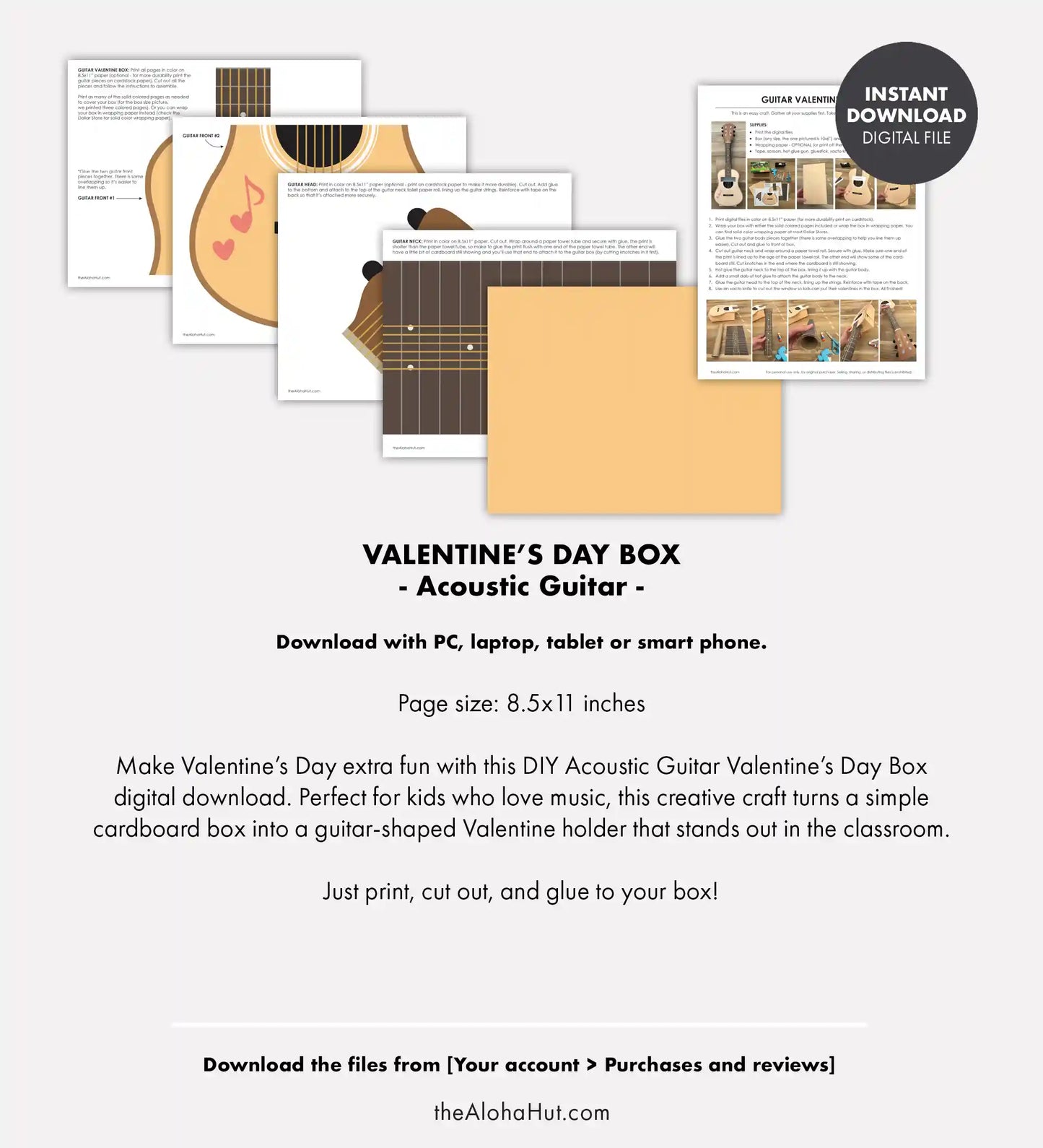 Guitar Valentine Box - Acoustic