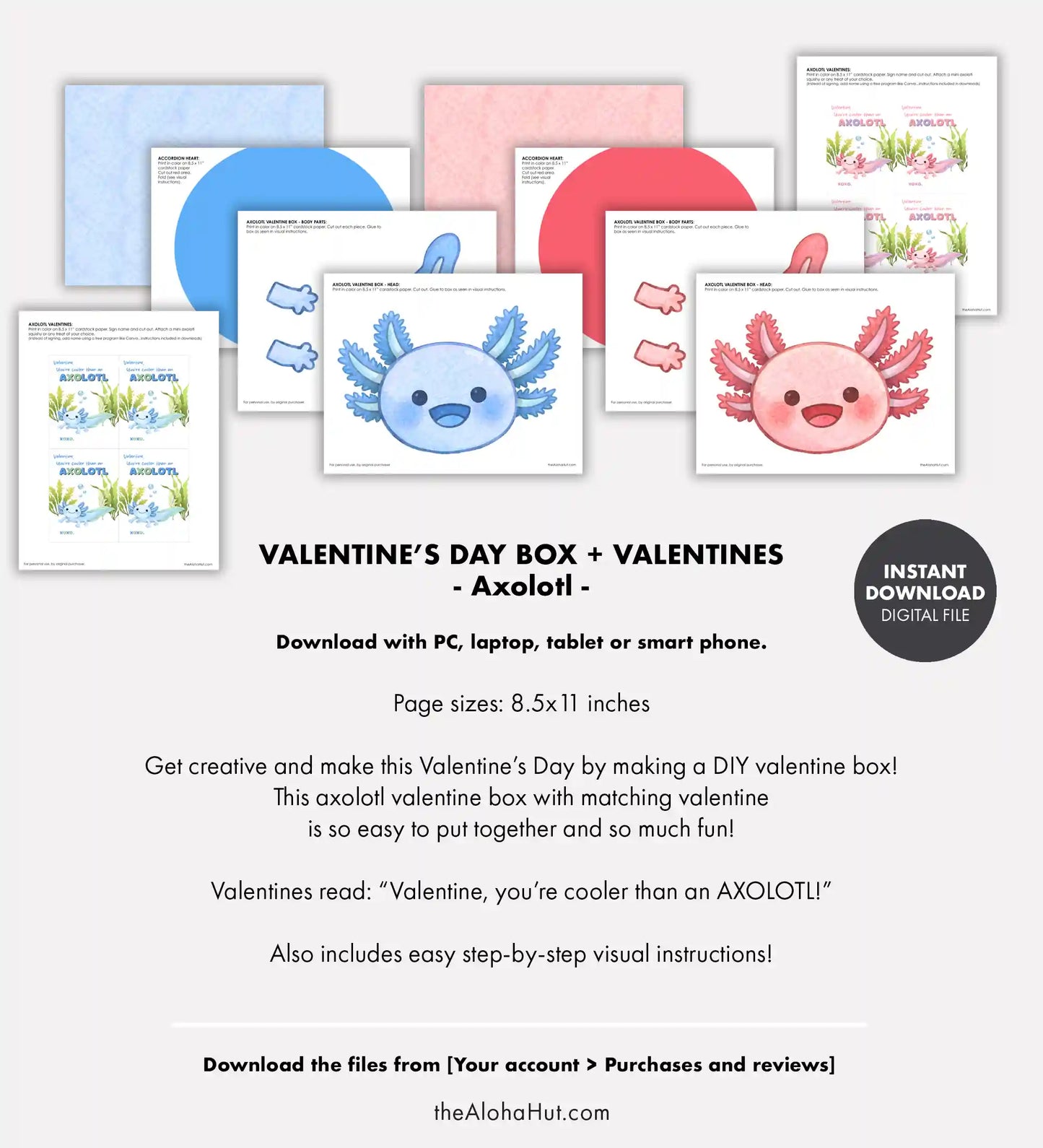 Axolotl Valentine Box + Valentines