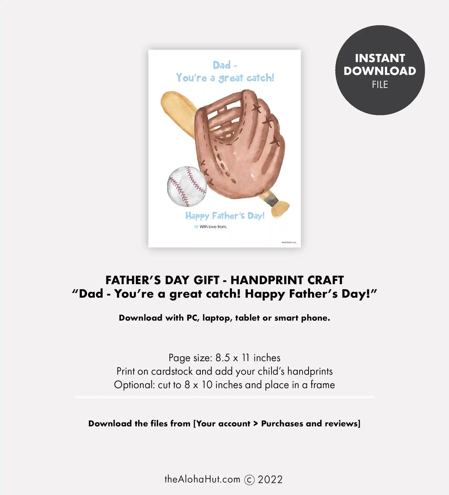 Baseball Father's Day Card - Handprint Craft