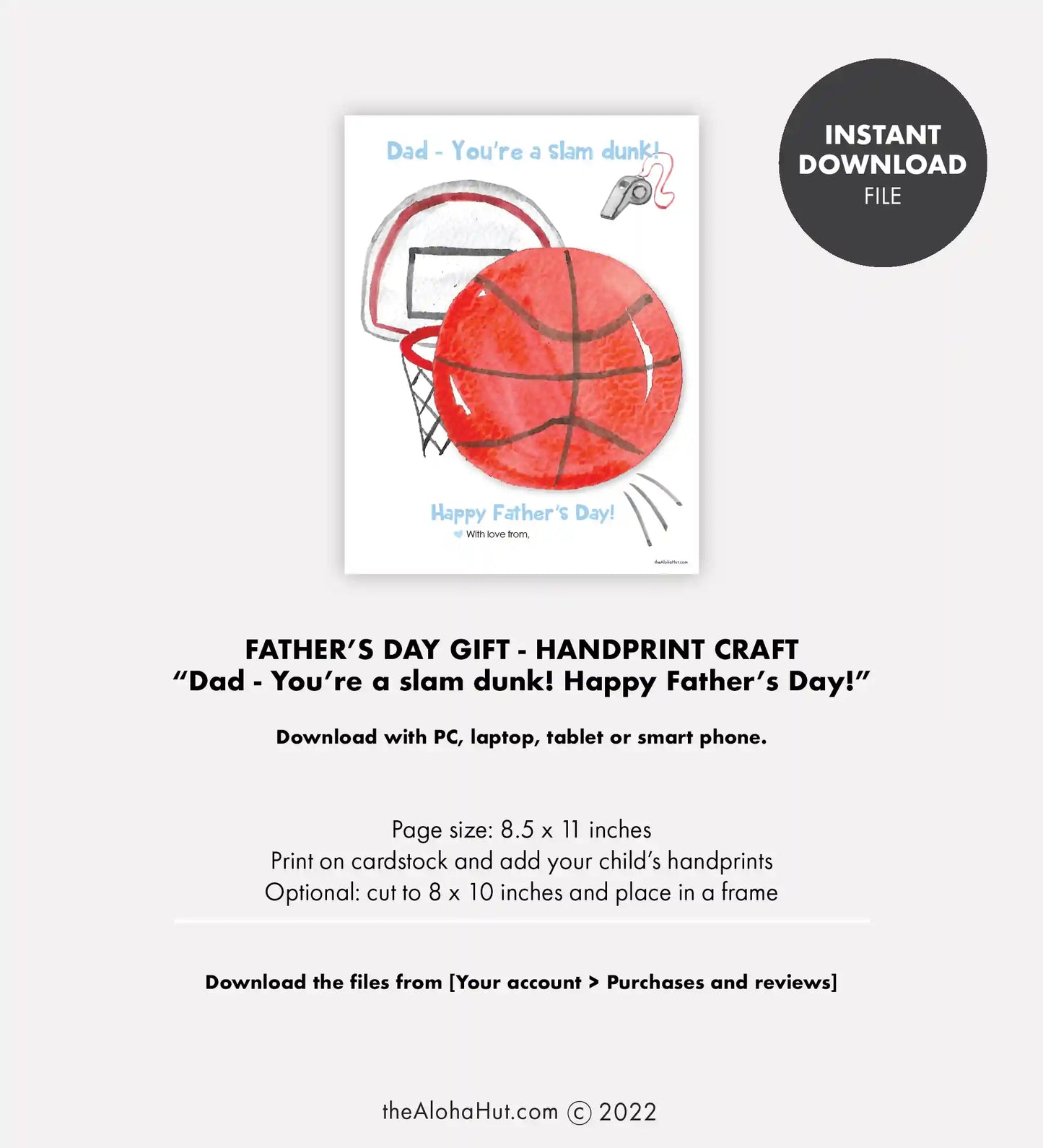 Basketball Father's Day Card - Handprint Craft