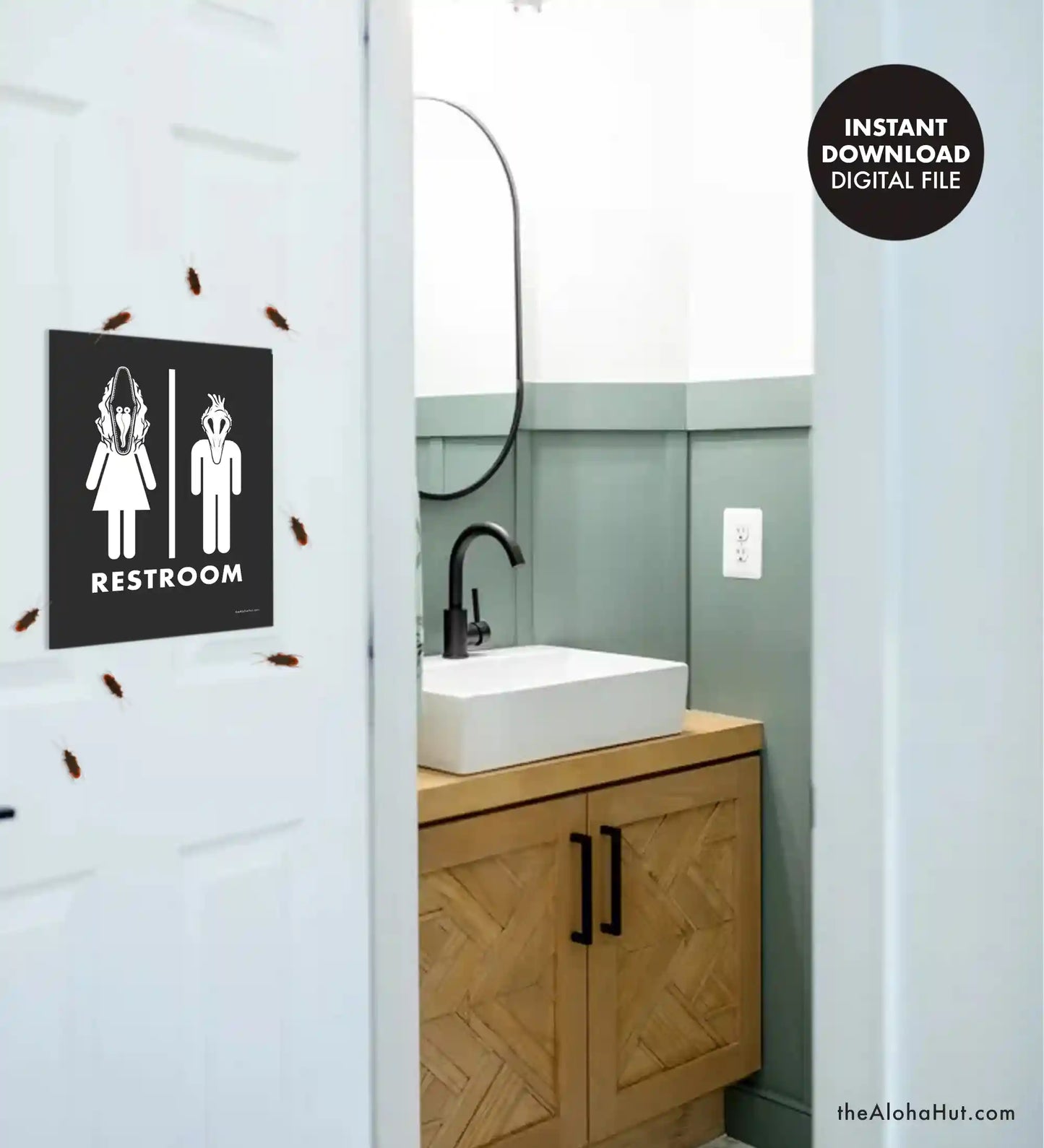 Beetlejuice Restroom Sign