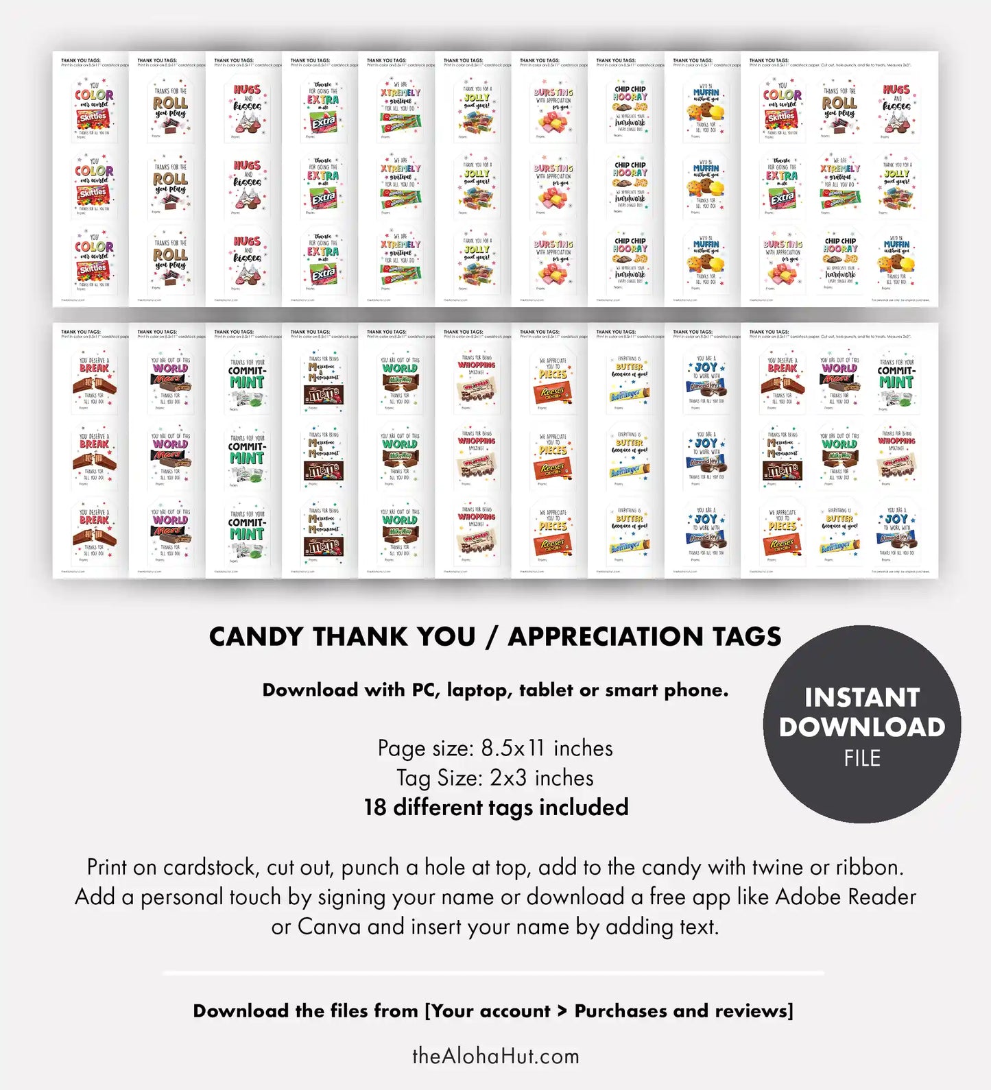 Candy Thank You Gift Tags - Teacher Appreciation Week