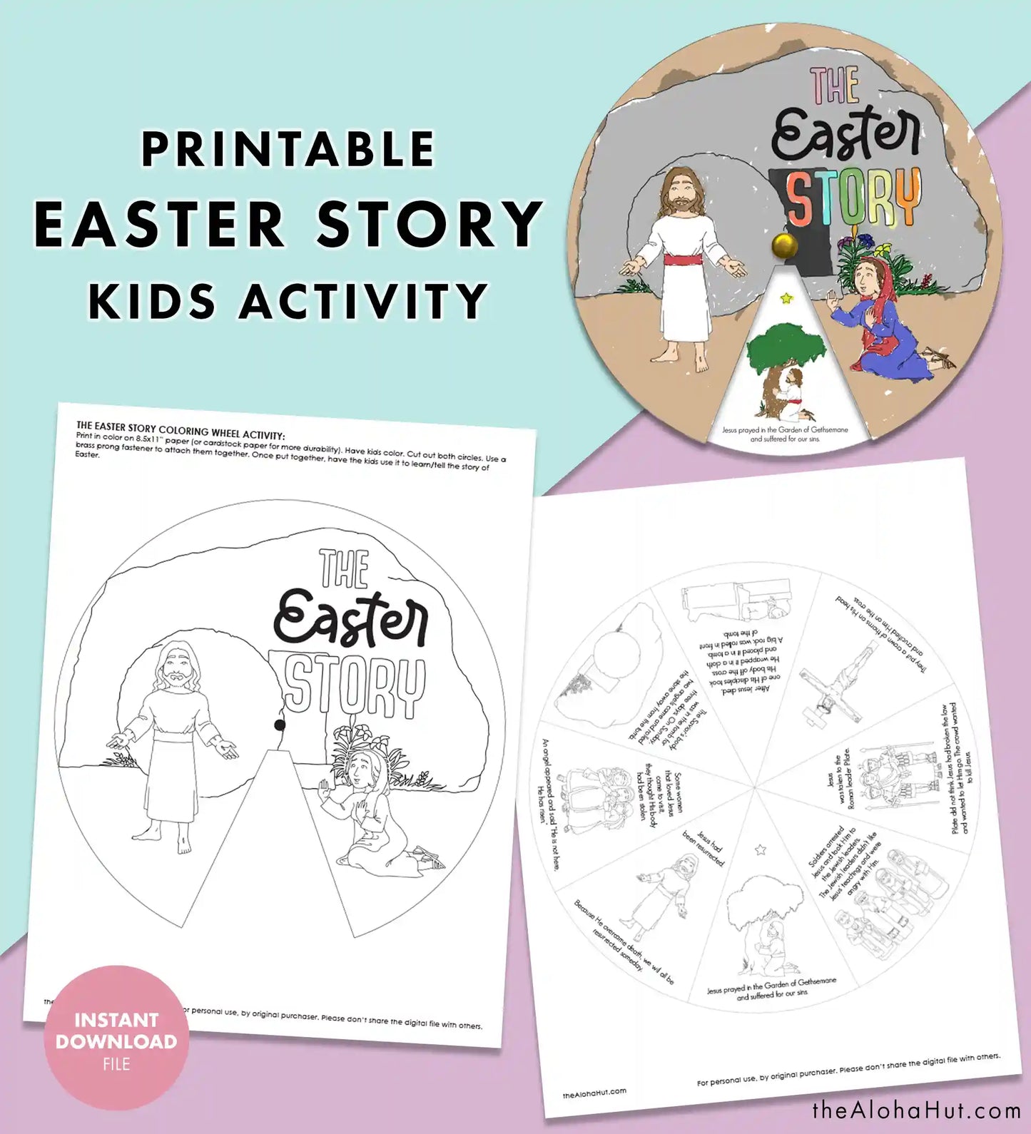 Easter Story Coloring Wheel - Kids Activity
