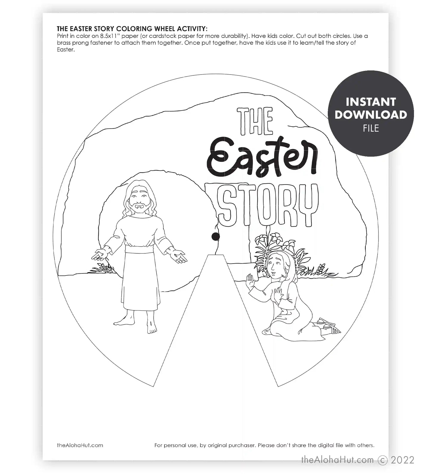 Easter Story Coloring Wheel - Kids Activity