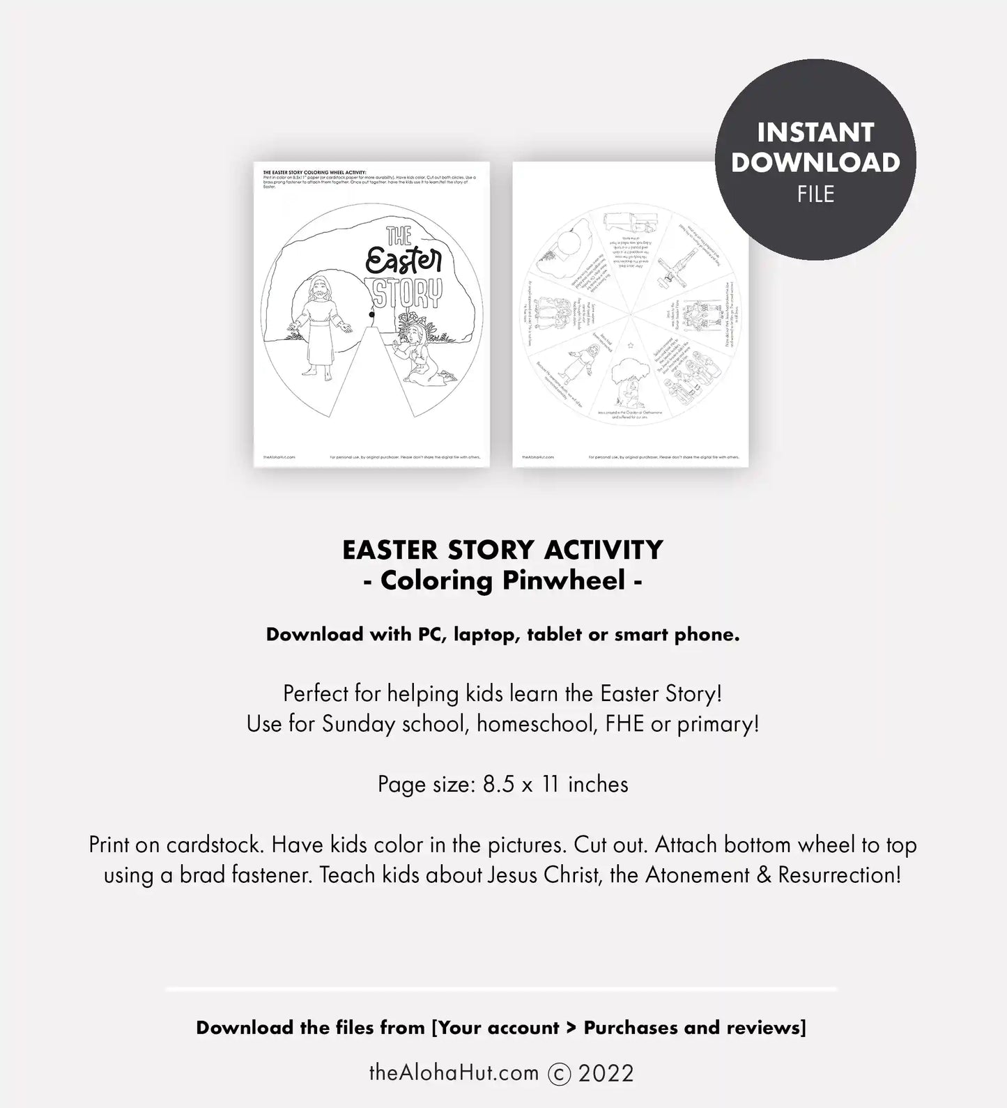 Easter Story Coloring Wheel - Kids Activity