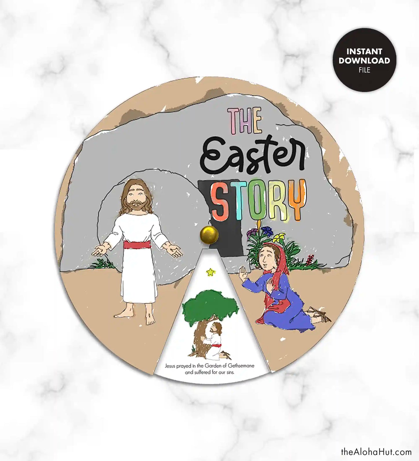 Easter Story Coloring Wheel - Kids Activity