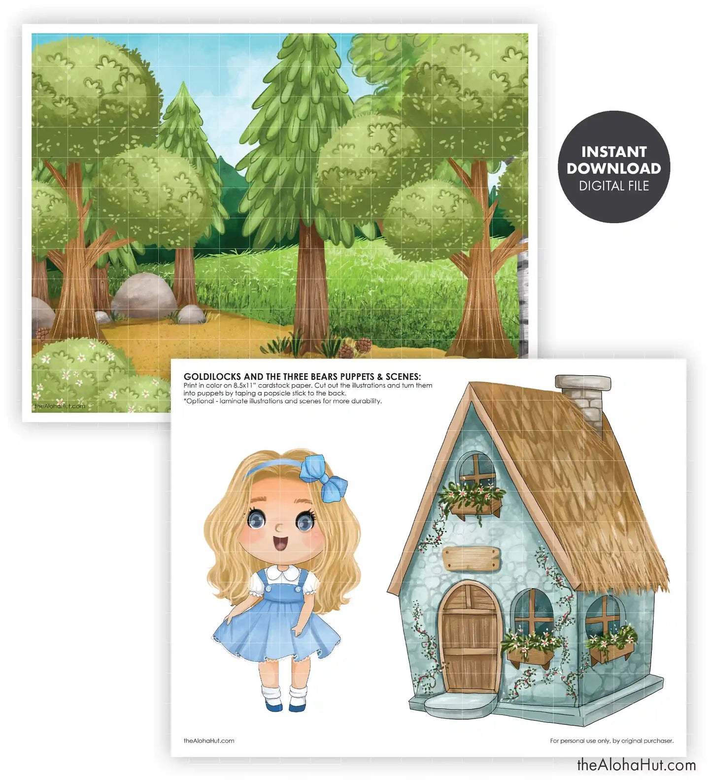 Goldilocks and the Three Bears Puppets and Scenes - Storytime