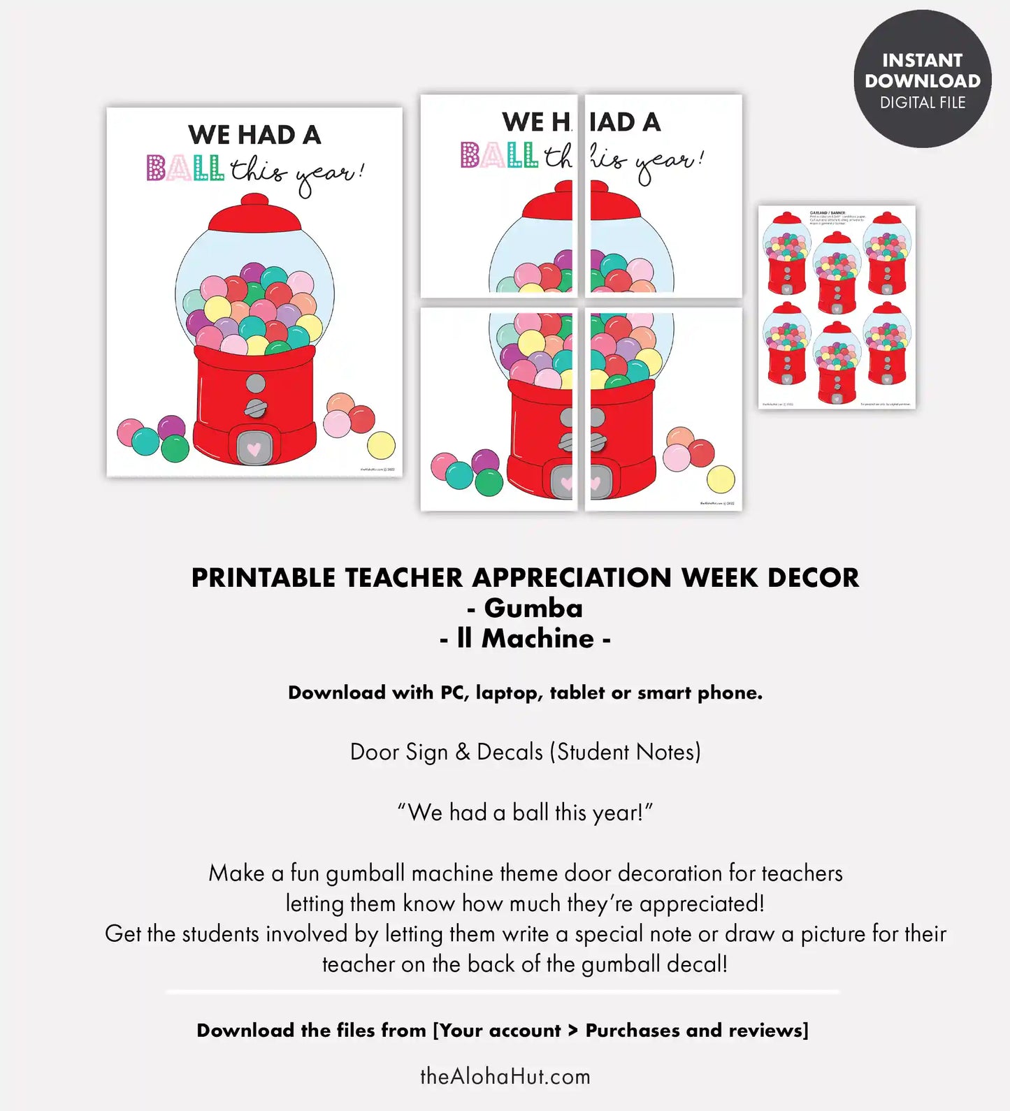 Gumball Machine Door Poster - Teacher Appreciation Week