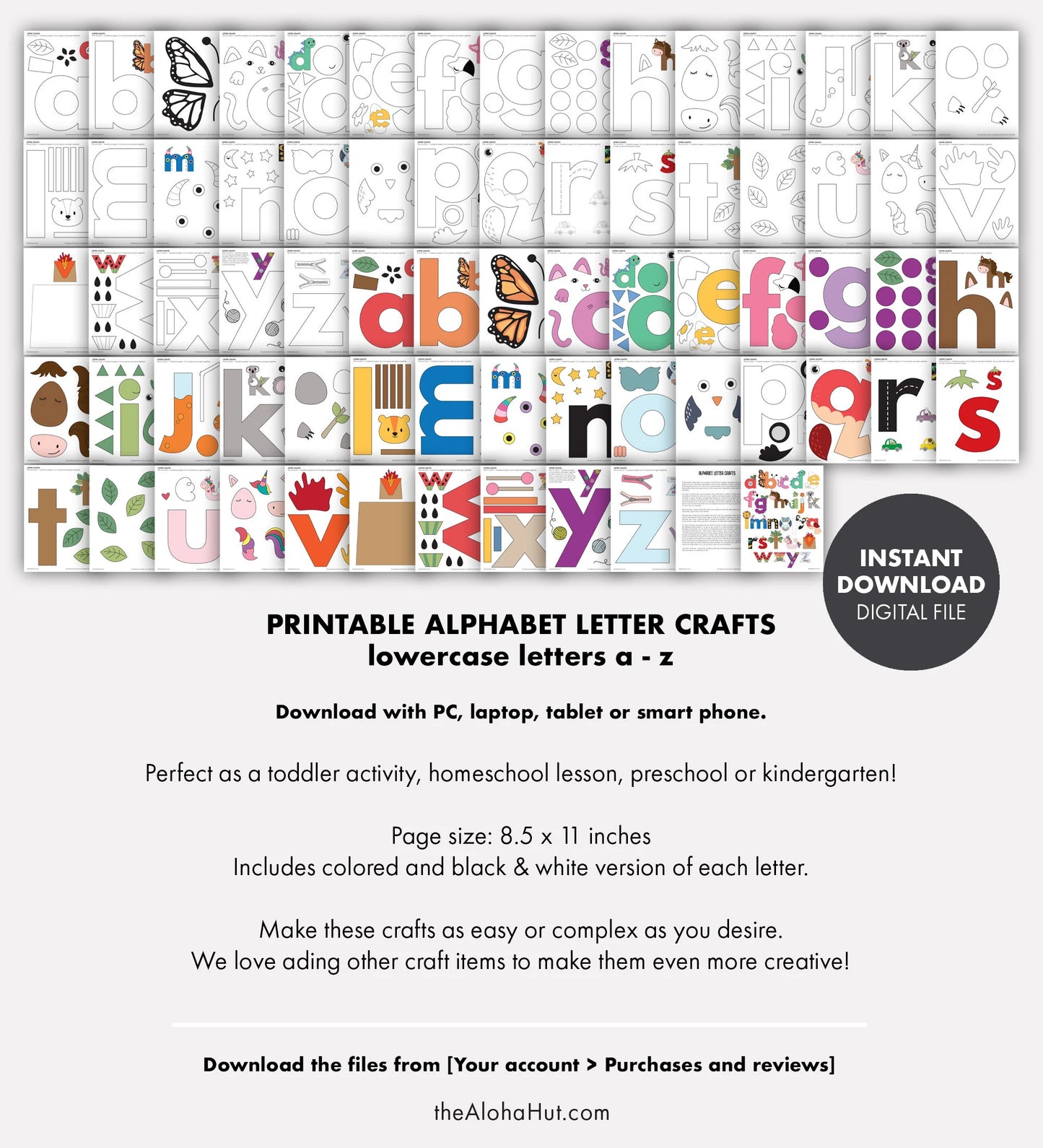 Alphabet Letter Crafts - A to Z Lowercase