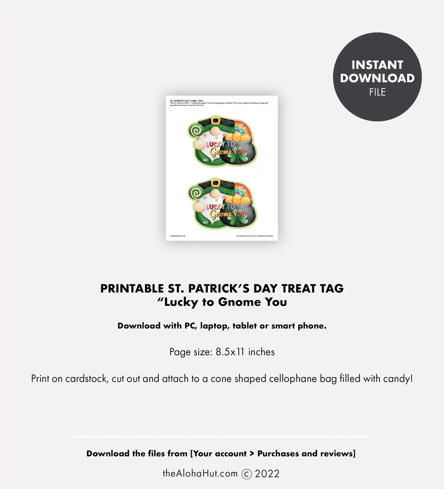 St. Patrick's Day Gift Tag - Lucky to Gnome You
