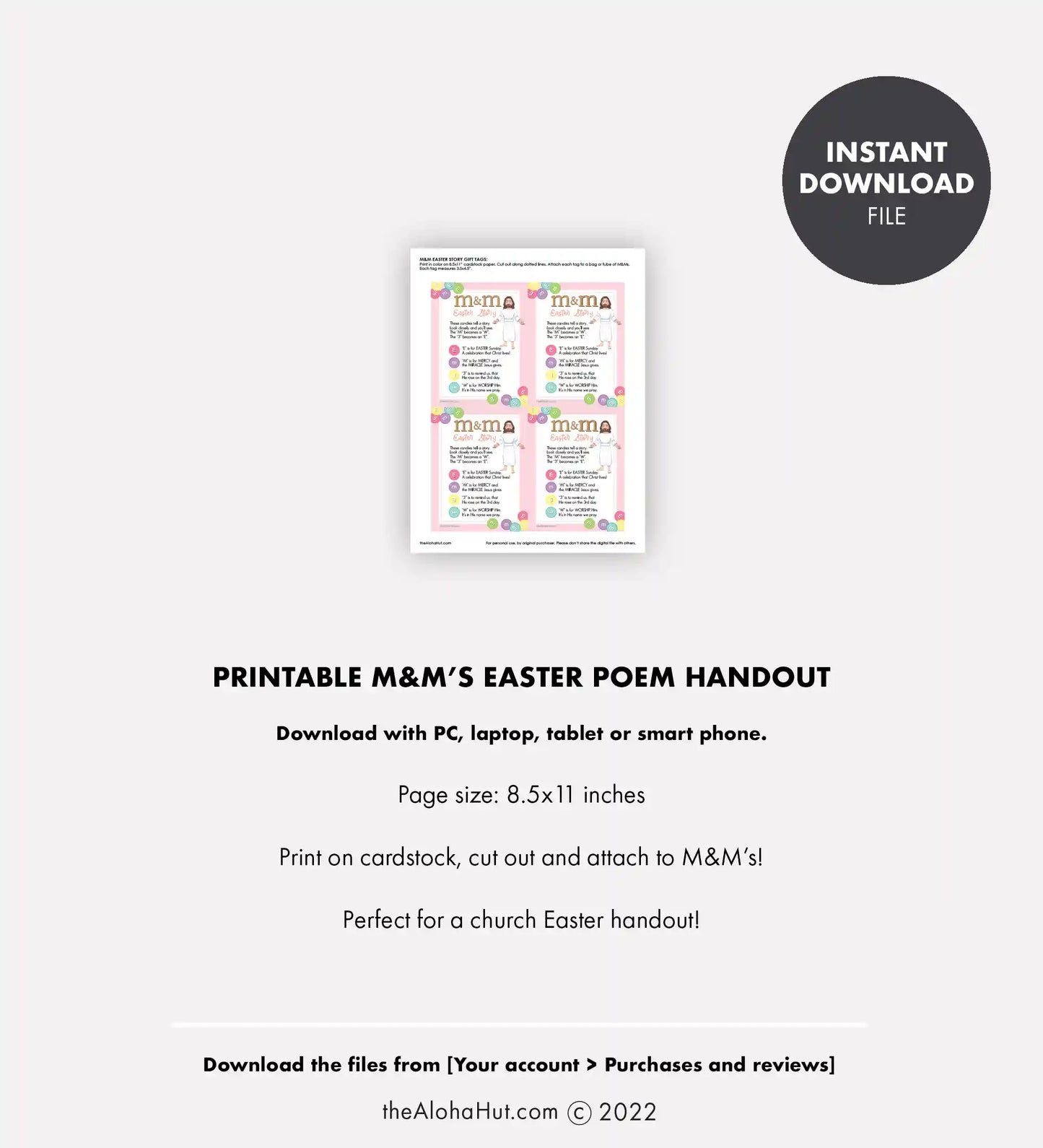 M&M Easter Story Poem - Treat Tag & Handout