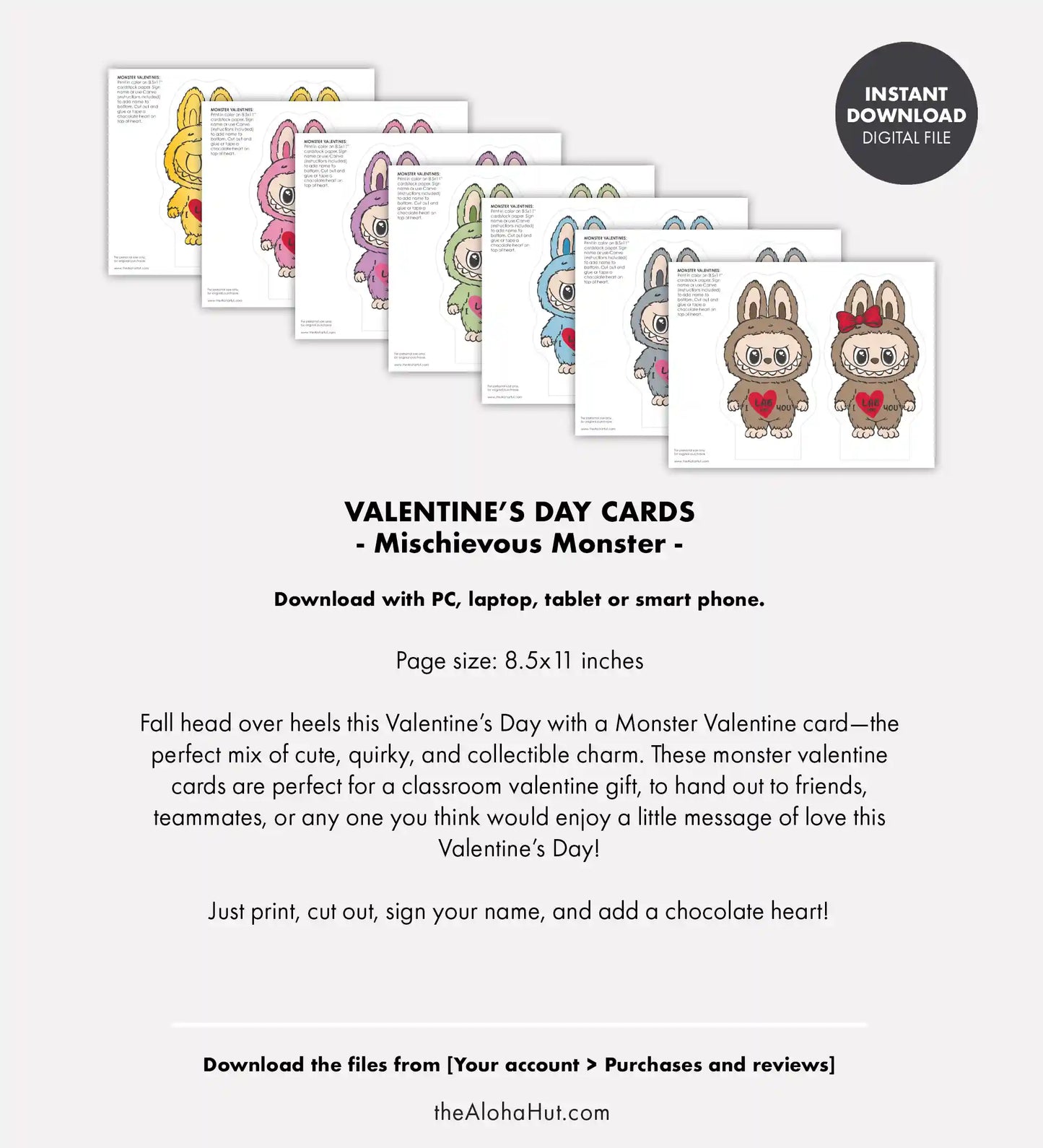 Monster Valentines Card (Digital Download)