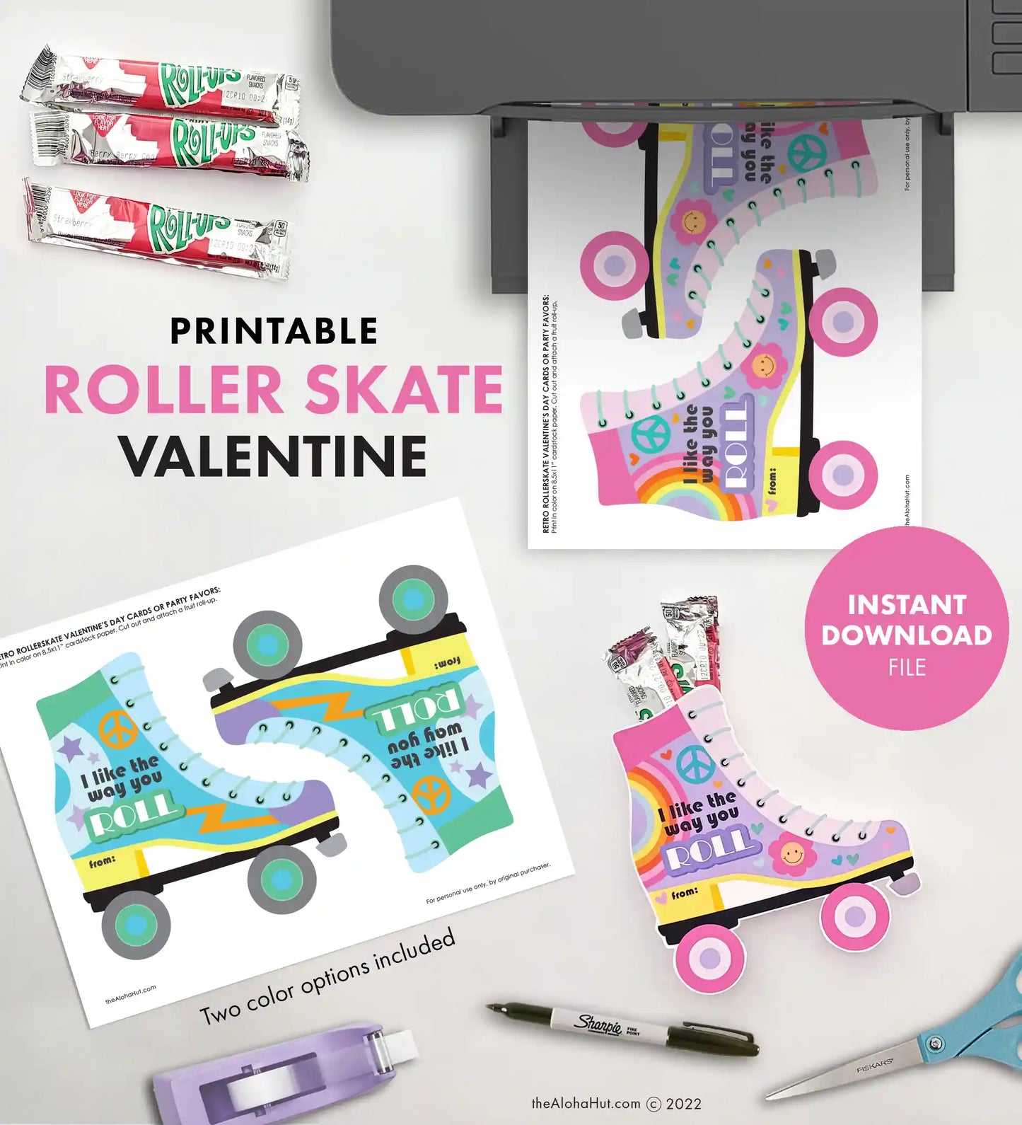 Retro Roller Skate - Printable Valentines