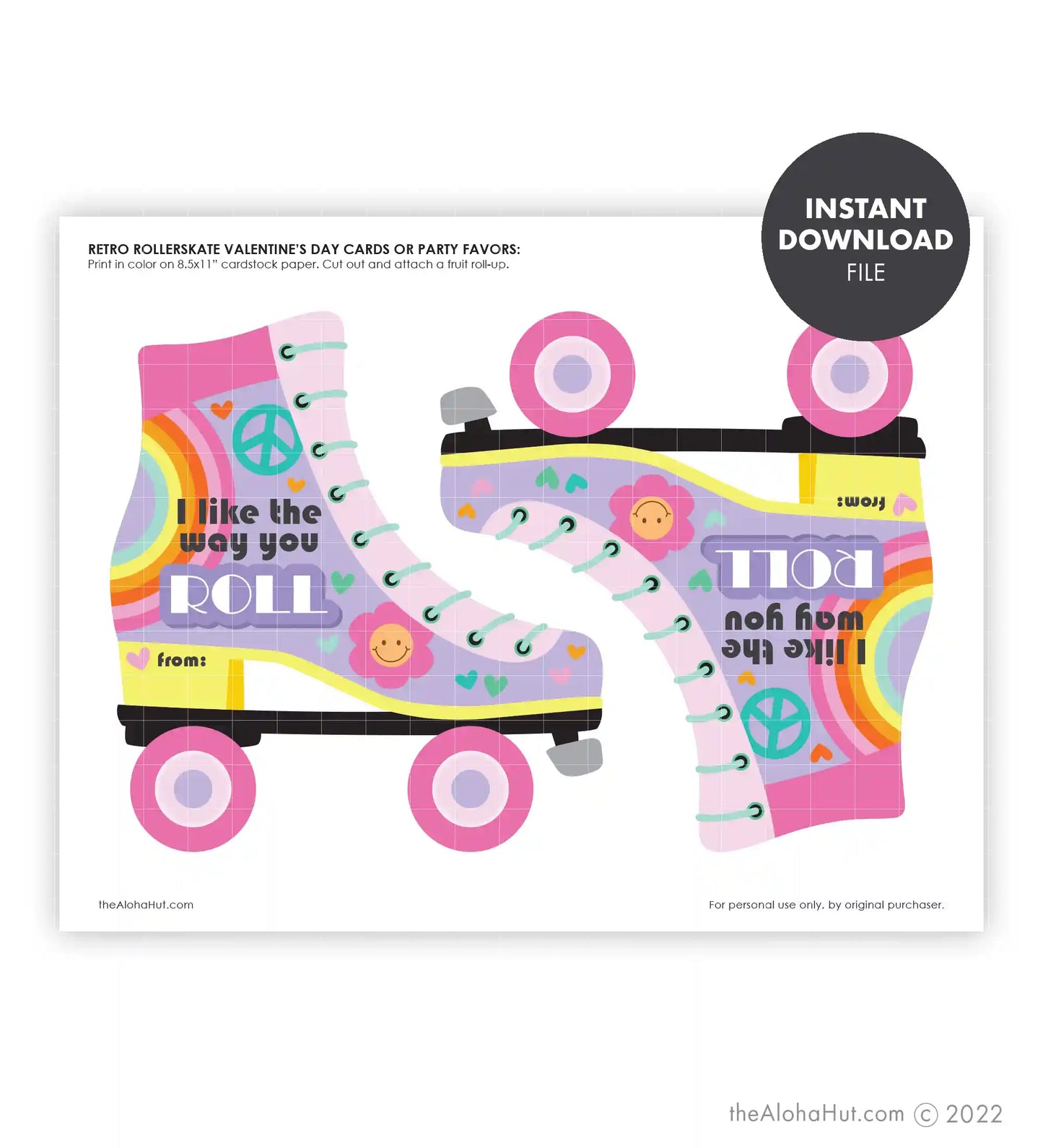 Retro Roller Skate - Printable Valentines