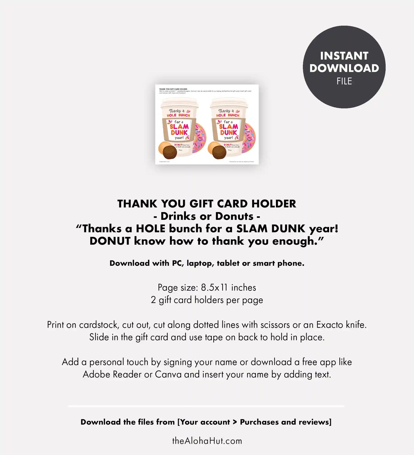 Coffee and Donuts Teacher Appreciation Gift Card Holder