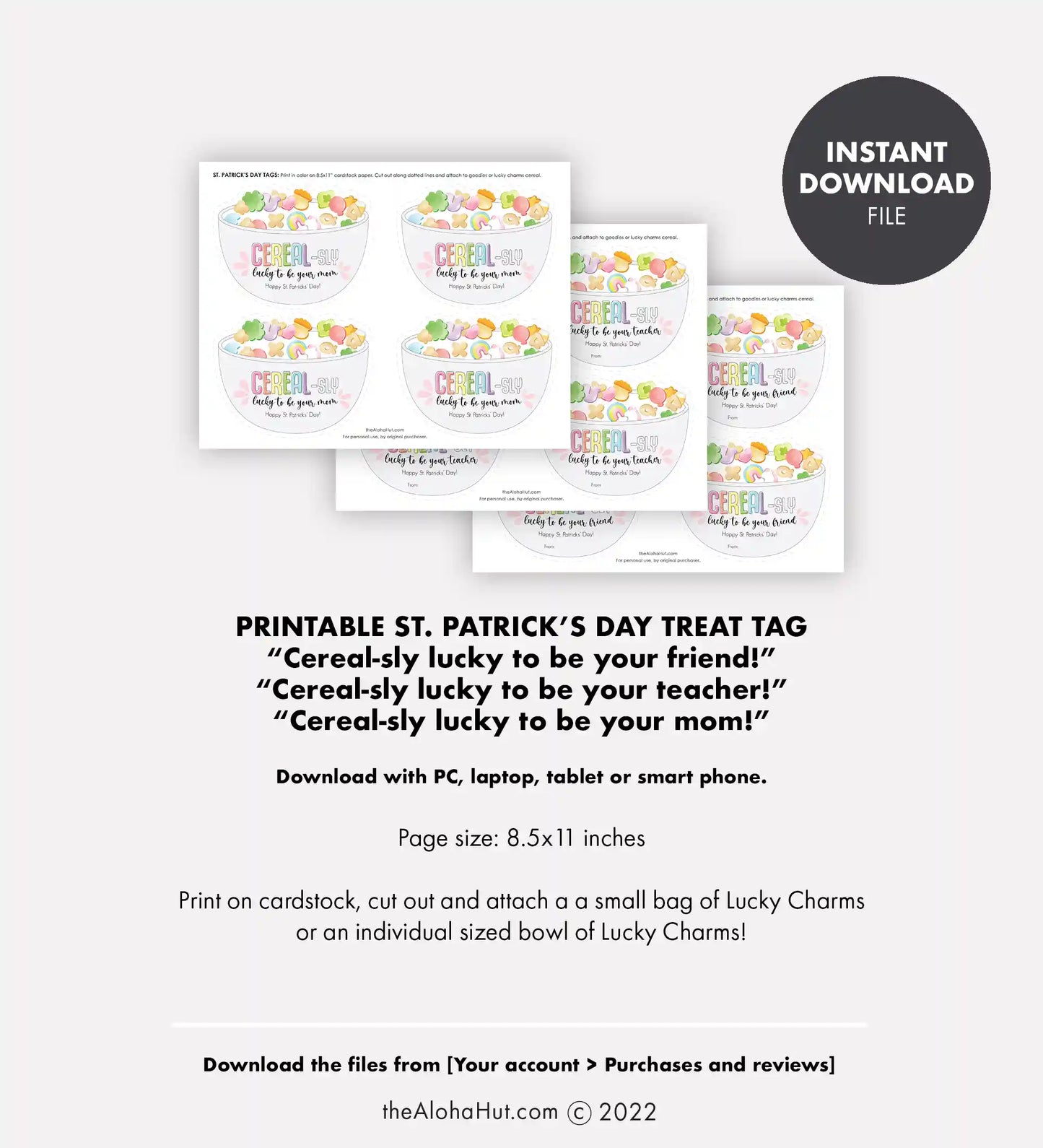 St. Patrick's Day Gift Tag - Cereal-sly Lucky to Be Your Friend