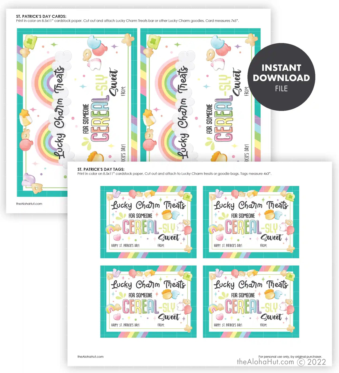 St. Patrick's Day Gift Tag - For Someone Cereal-sly Sweet