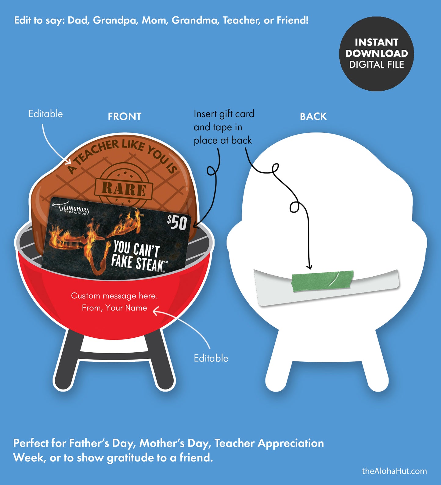 Steak Father's Day Gift Card Holder