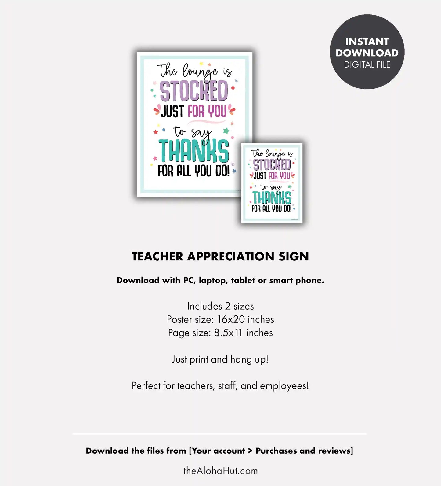 Snack Cart Sign - Teacher & Staff Appreciation