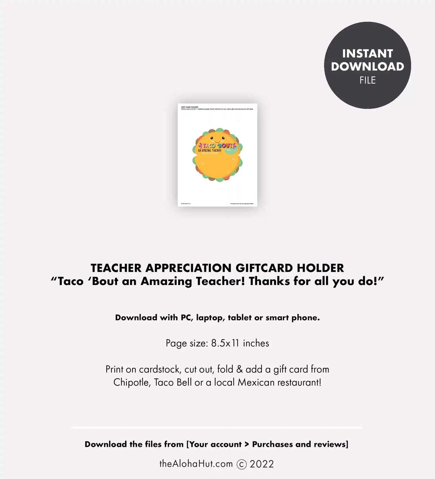 Taco Thank You Gift Card Holder - Teacher Appreciation Week