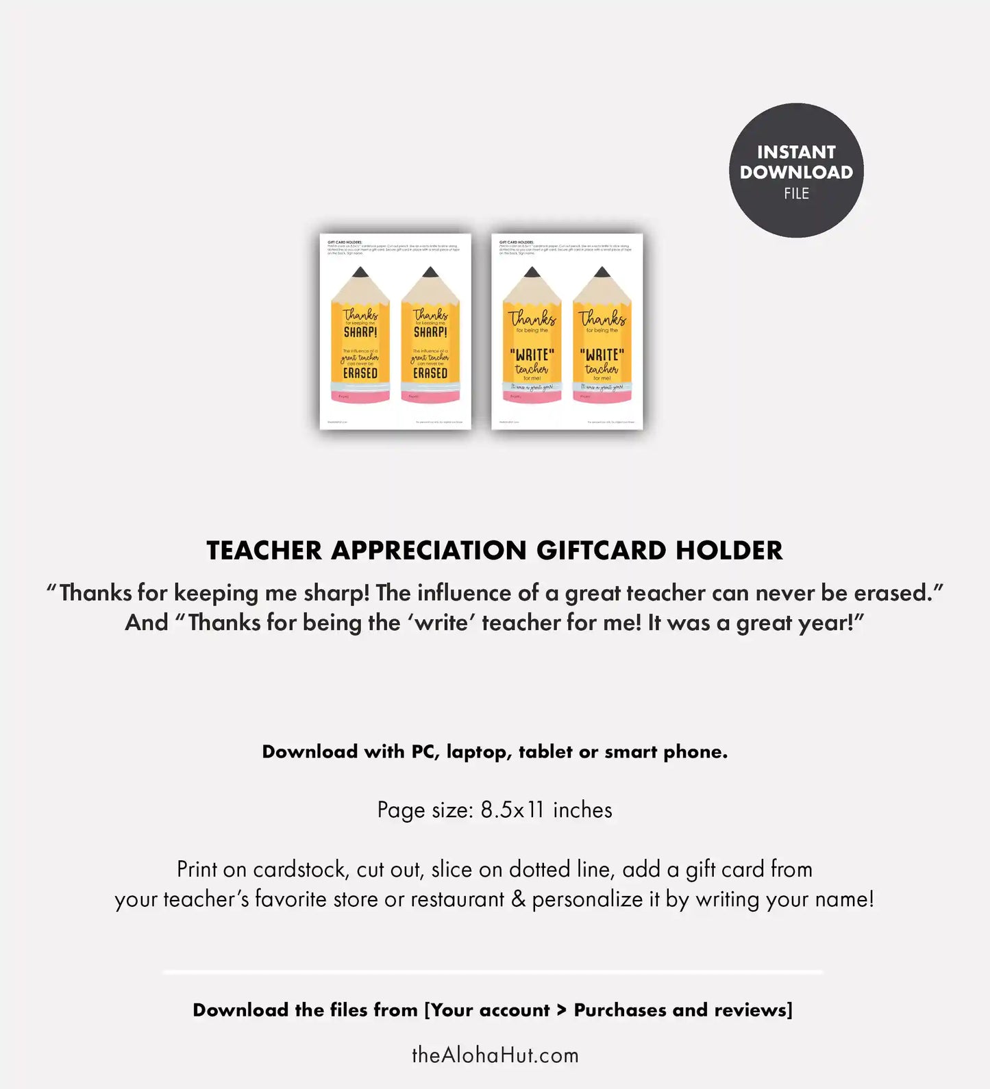 Pencil Teacher Appreciation Gift Card Holder