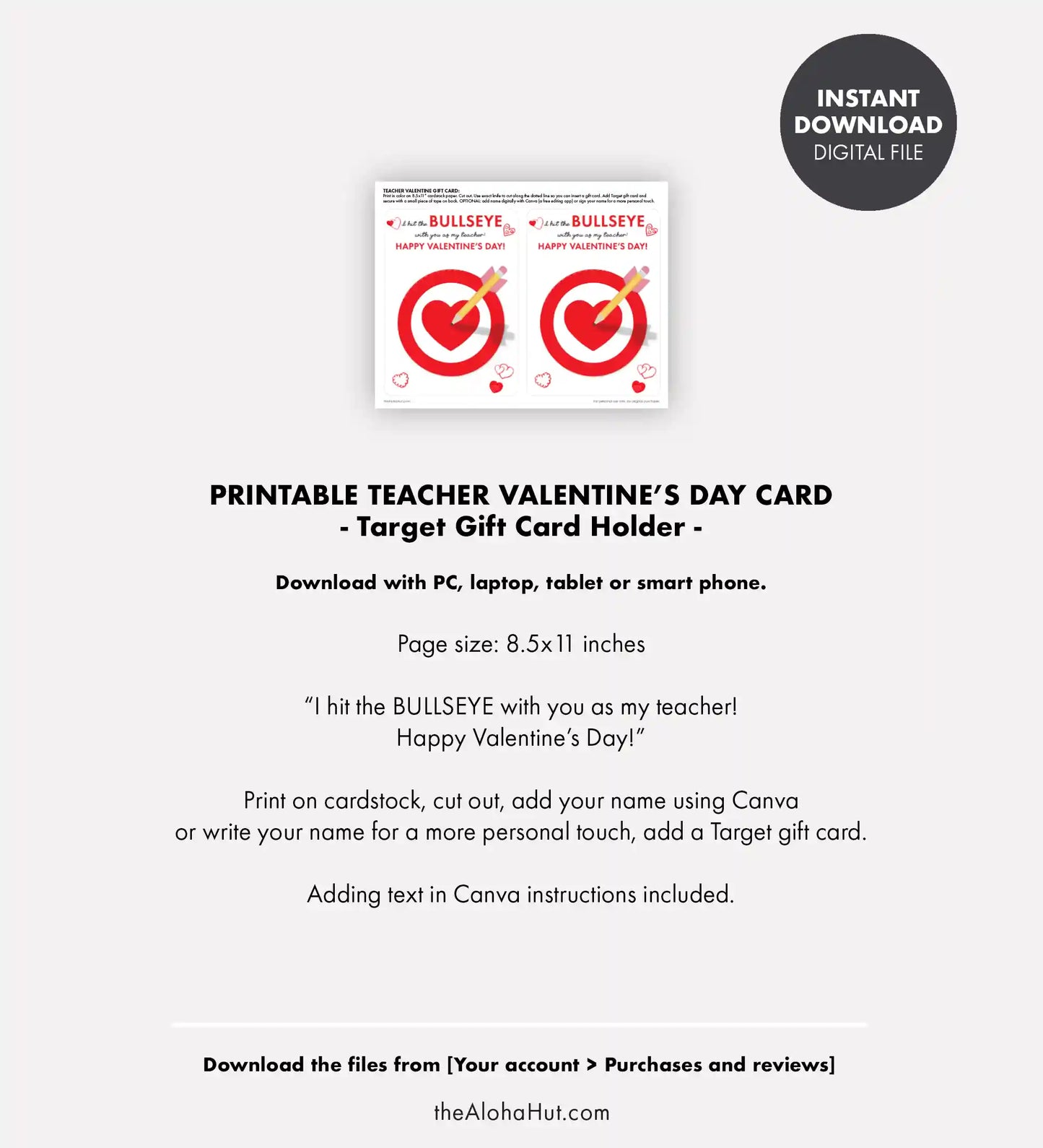 Target Gift Card Holder - Printable Valentine for Teacher