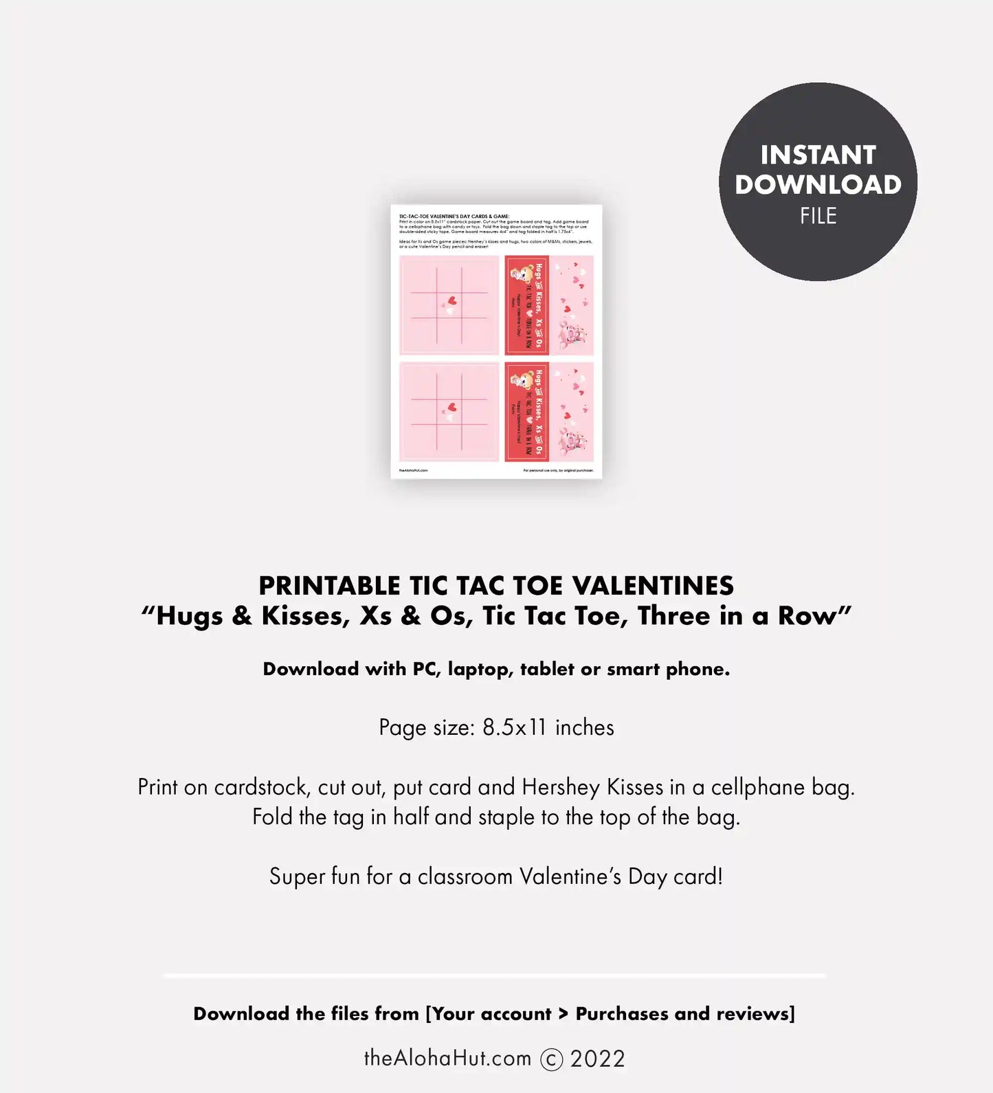 Tic Tac Toe Valentines - Digital Download