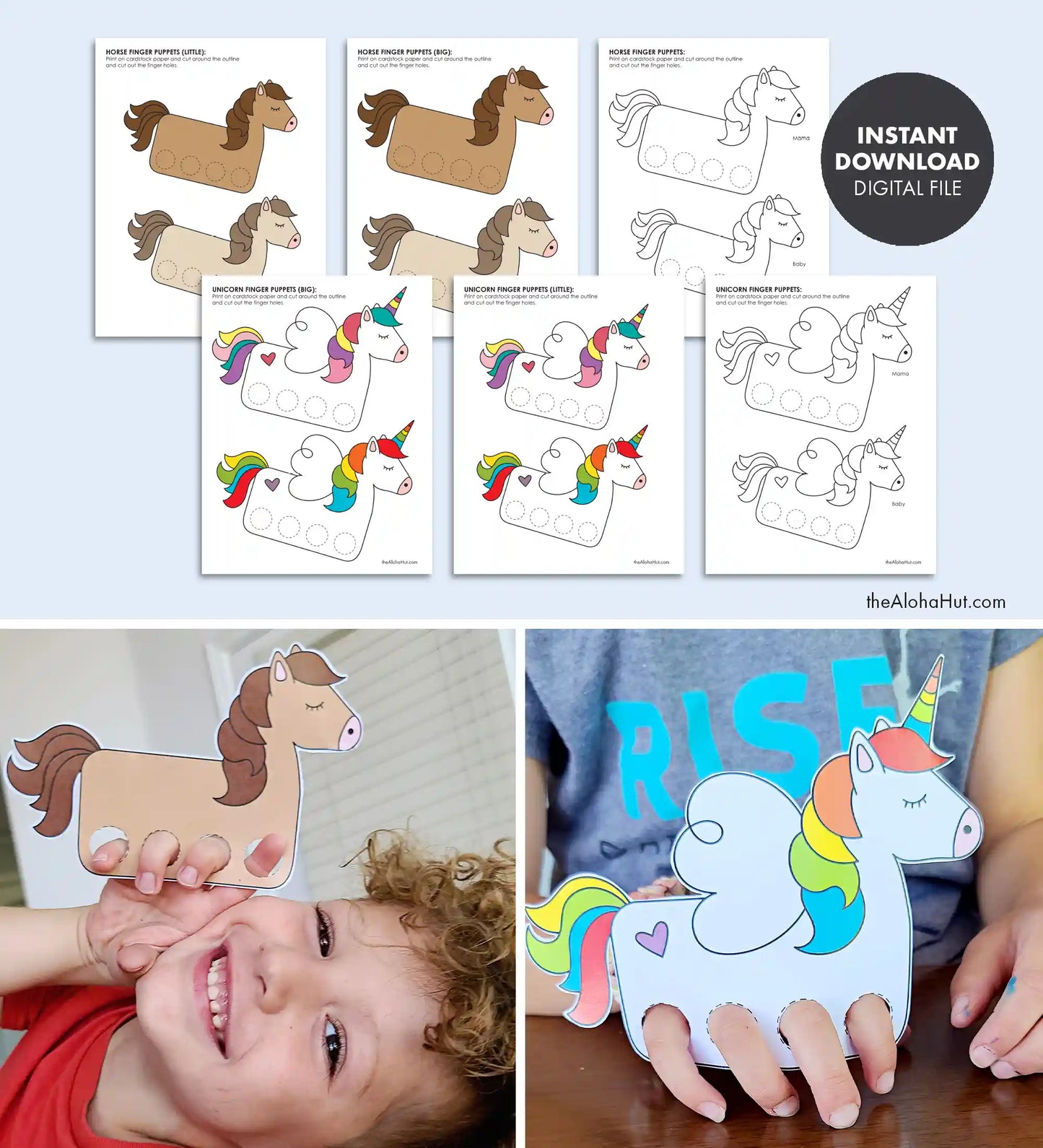 Horse + Unicorn Finger Puppets