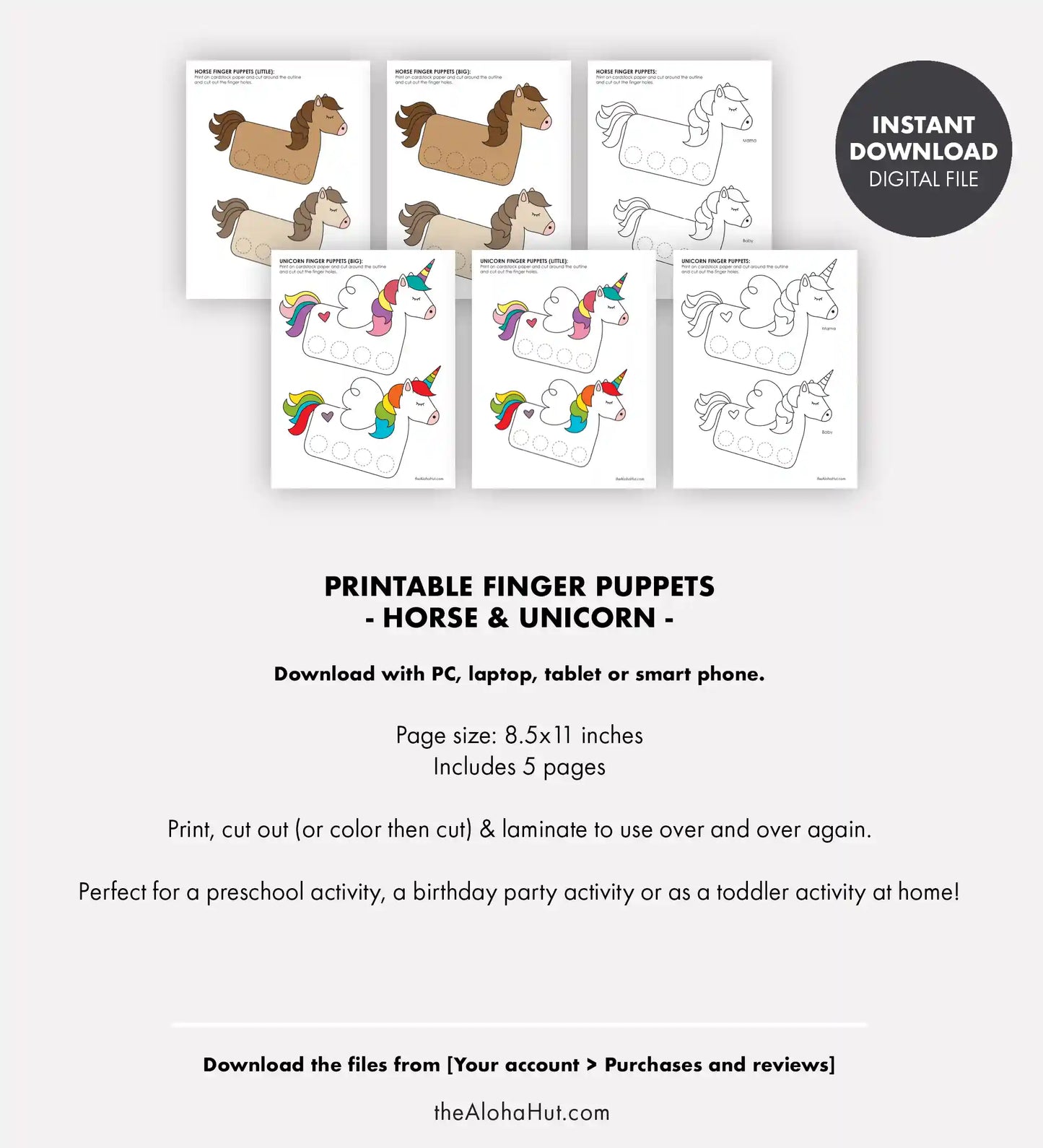 Horse + Unicorn Finger Puppets