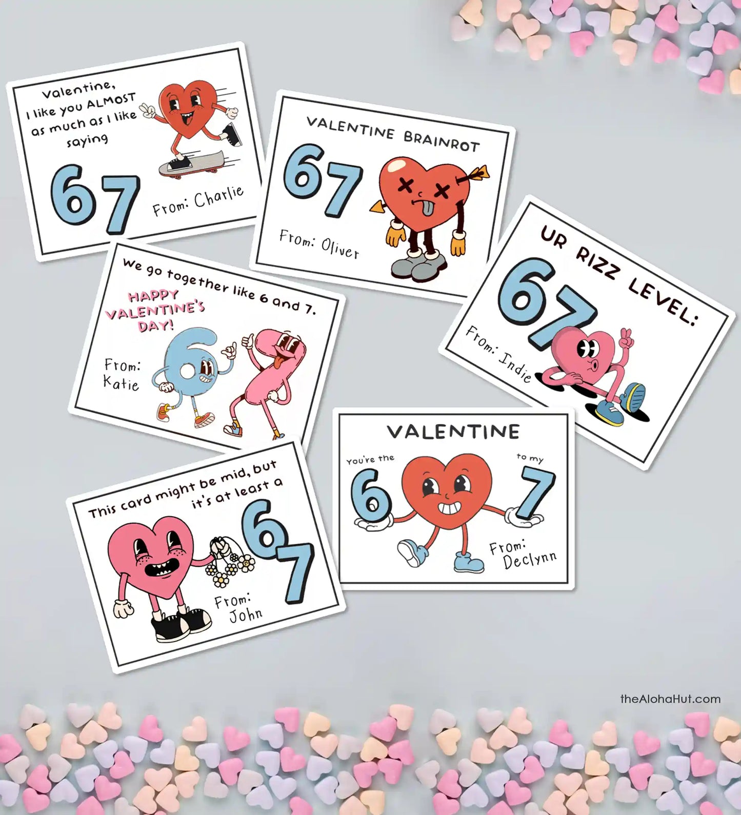 6 7 Meme Retro Heart - Printable Valentines