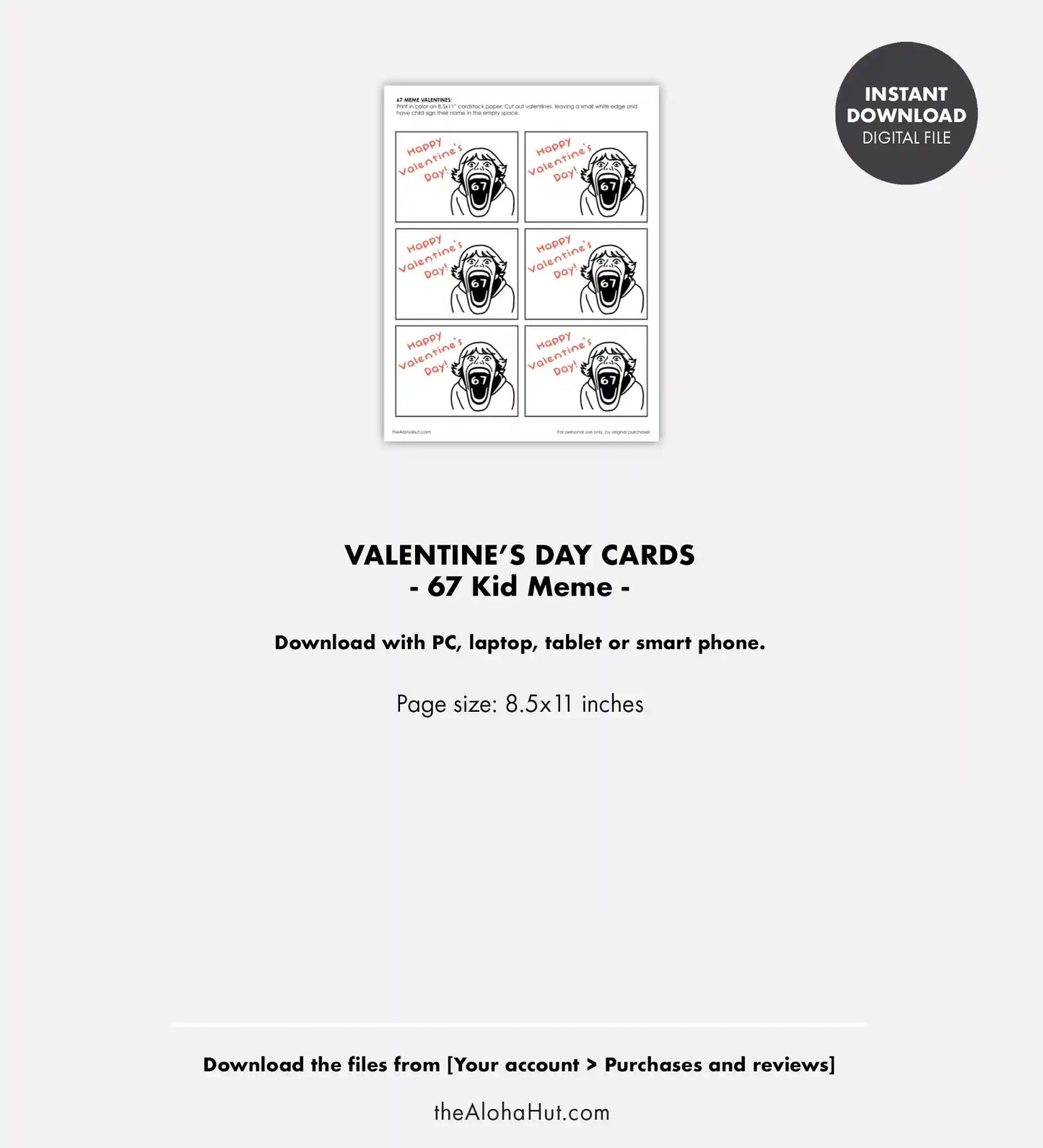 6 7 Kid Meme - Printable Valentines