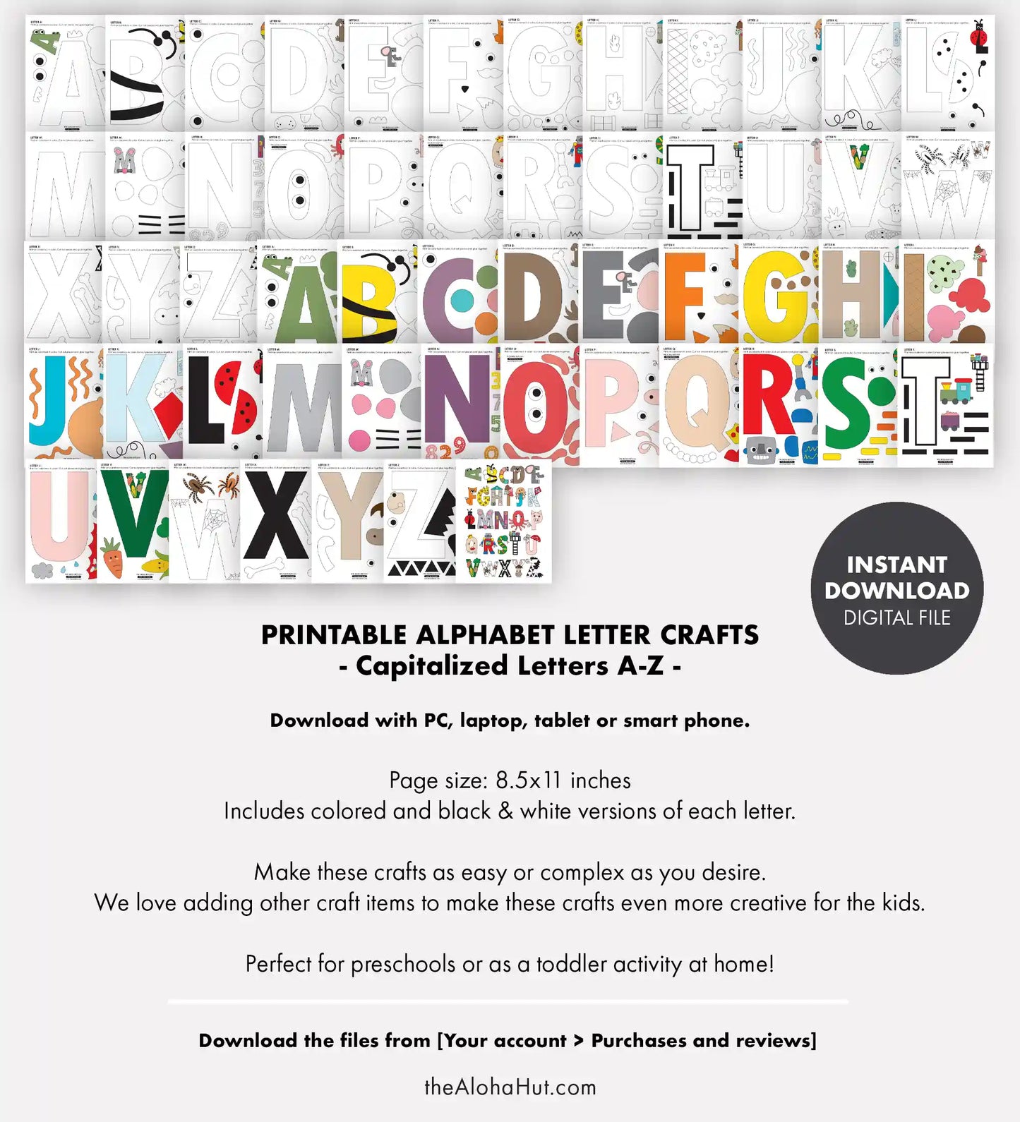 Alphabet Letter Crafts - A to Z Uppercase