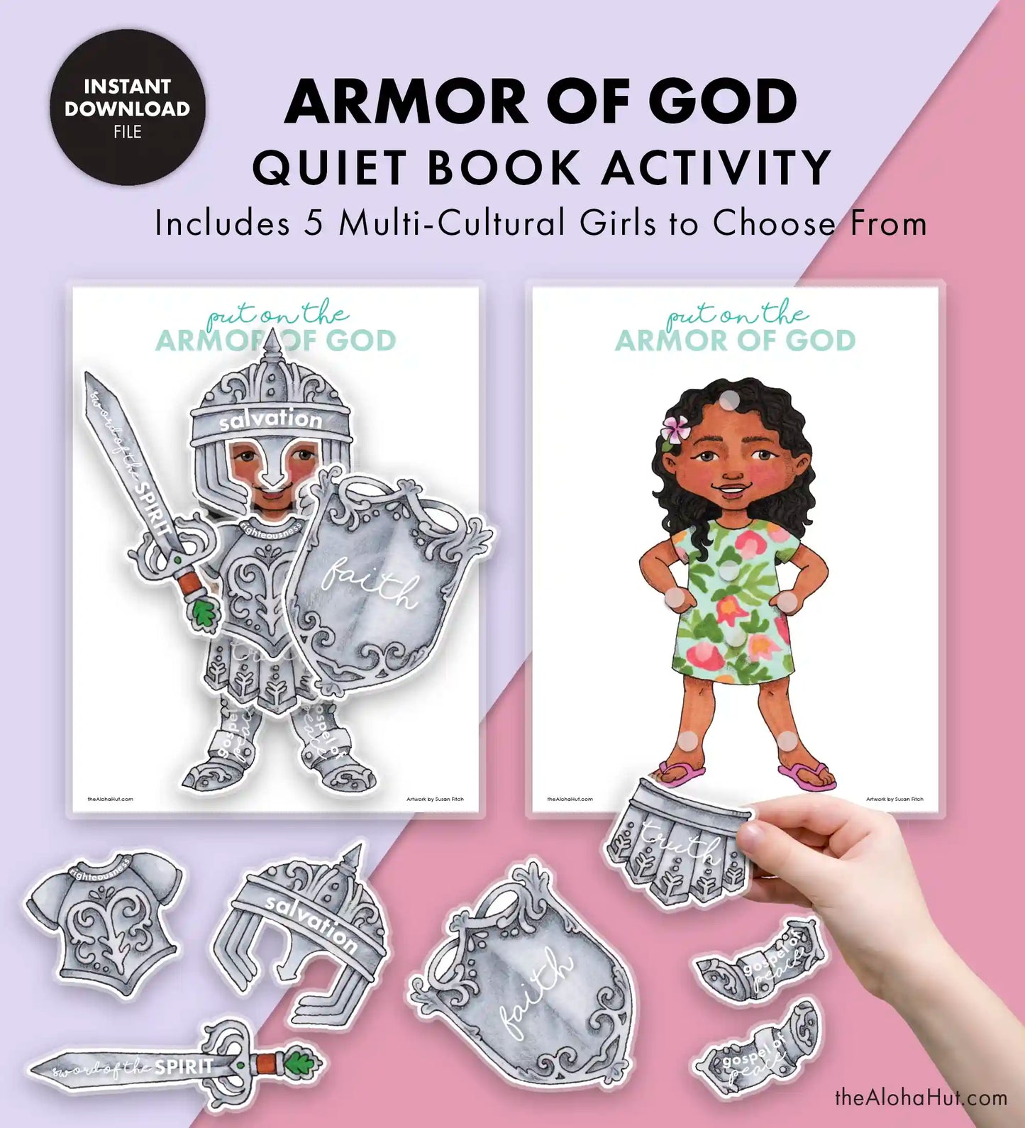 The Armor of God Game & Lesson - Activity Pages (Girl Version)