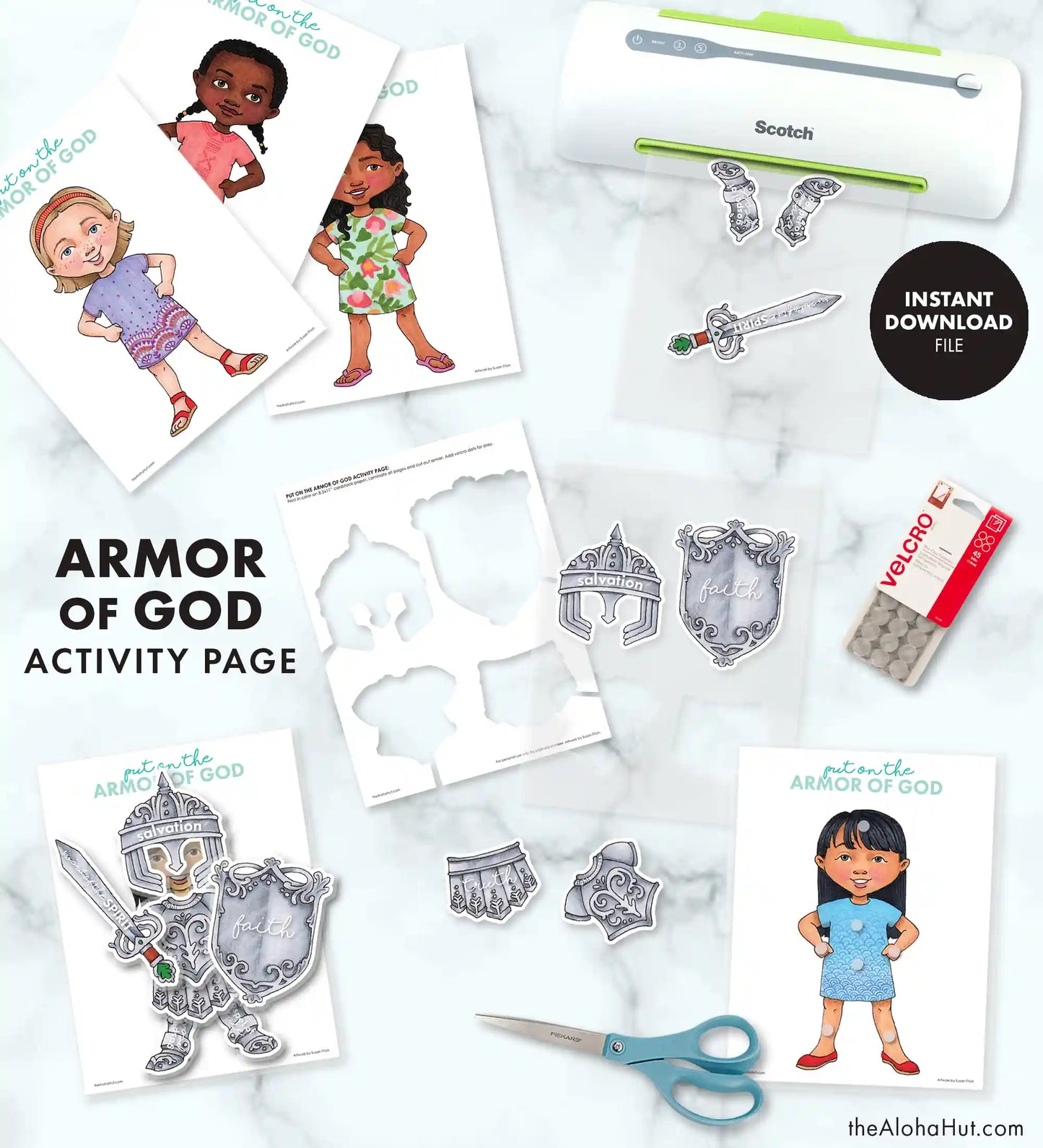 The Armor of God Game & Lesson - Activity Pages (Girl Version)