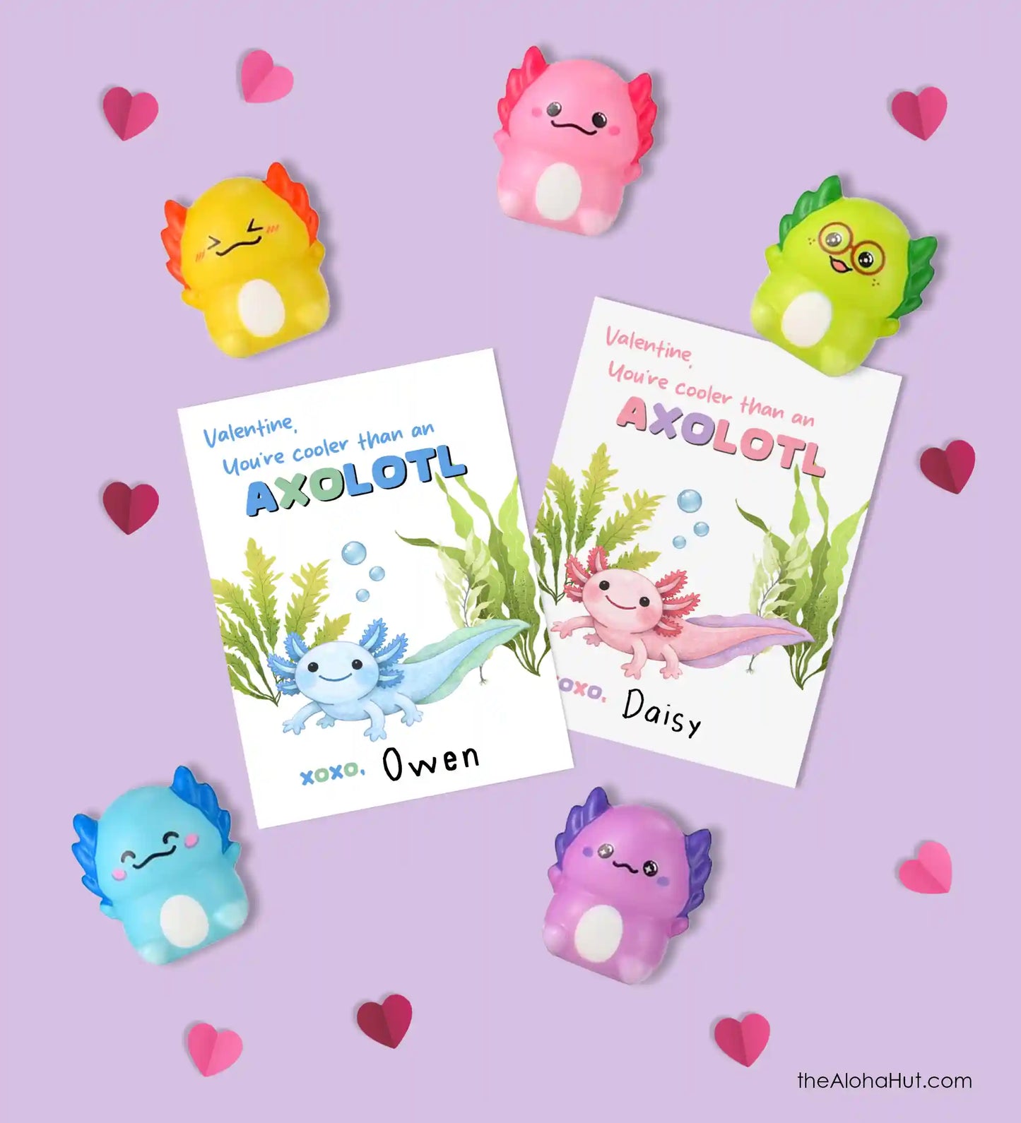 Axolotl Valentine Box + Valentines