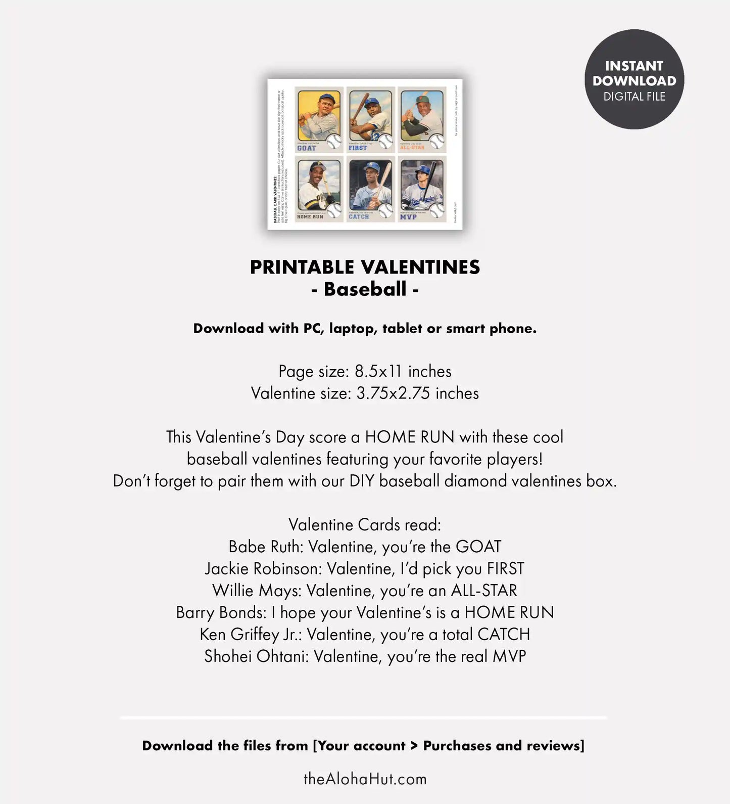 Baseball - Printable Valentines