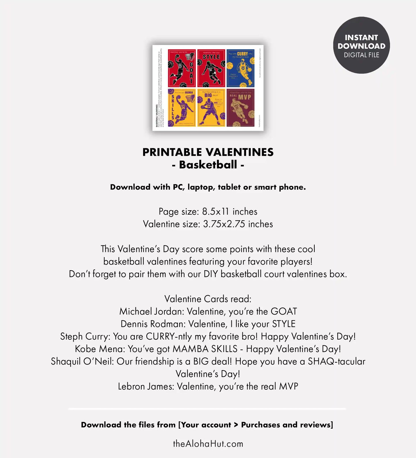Basketball - Printable Valentines