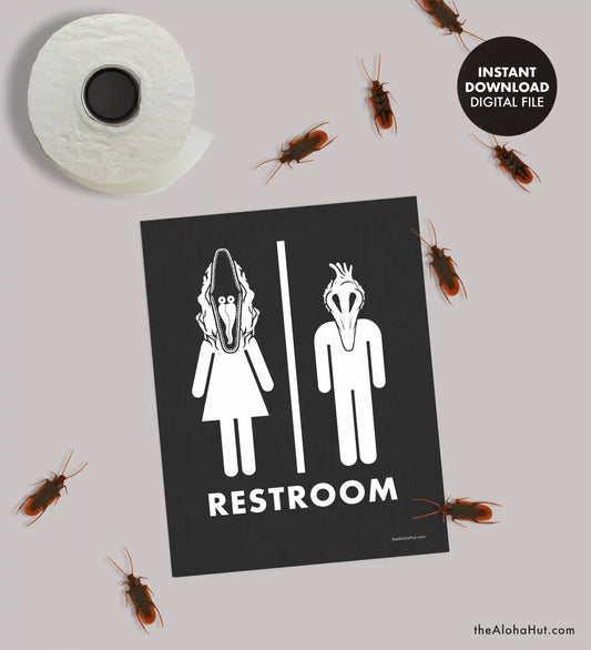 Beetlejuice Restroom Sign