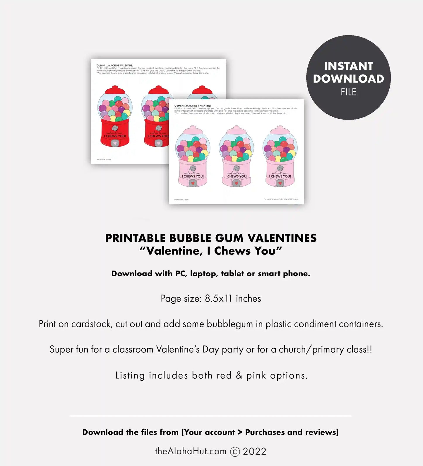 Gumball Machine - Printable Valentines