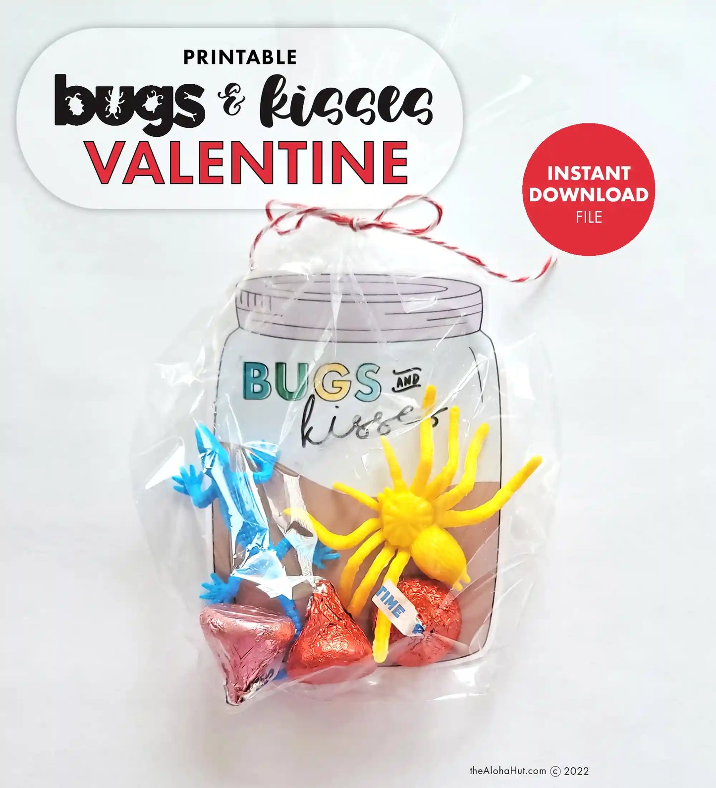 Bugs & Kisses Mason Jar - Printable Valentines