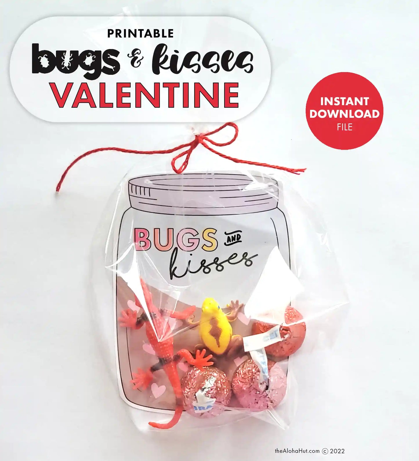 Bugs & Kisses Mason Jar - Printable Valentines