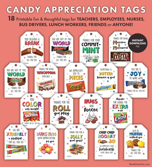 Candy Thank You Gift Tags - Teacher Appreciation Week