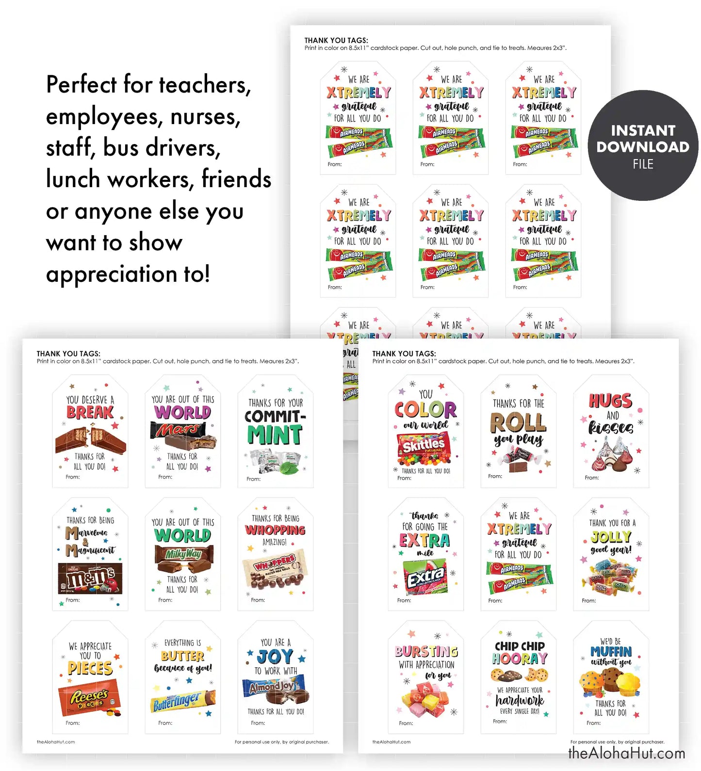 Candy Thank You Gift Tags - Teacher Appreciation Week