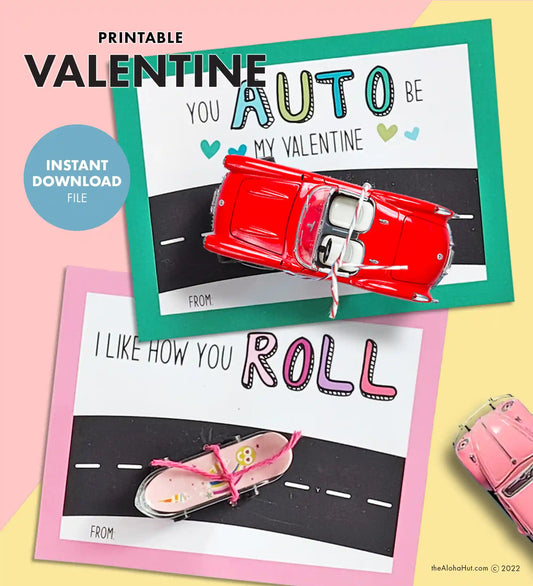 Toy Car / Skateboard - Printable Valentines