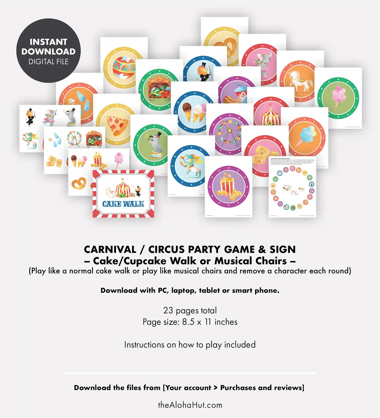 Carnival Party or Circus Party - Cake & Cupcake Walk Game