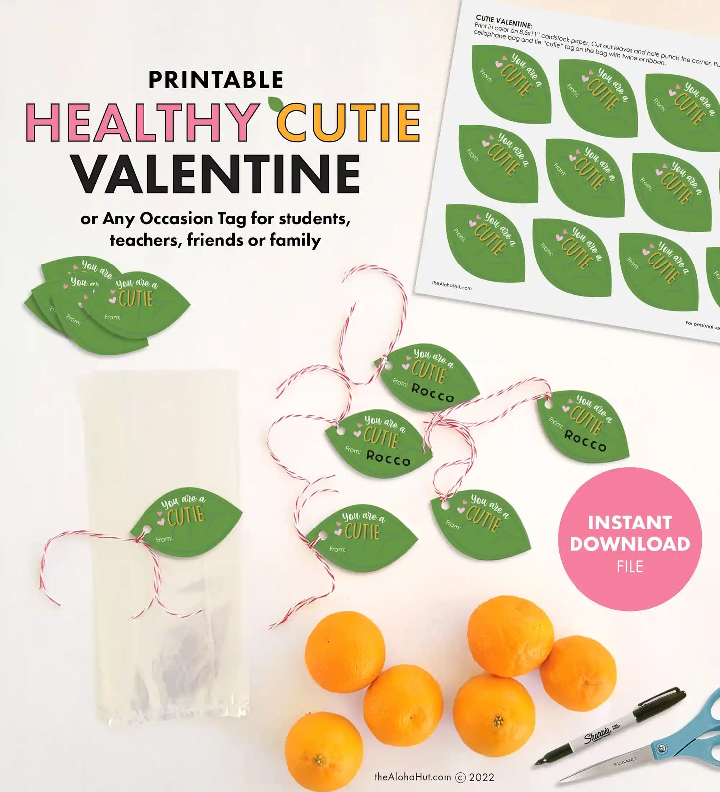 Healthy Mandarin Orange Cutie - Printable Valentines