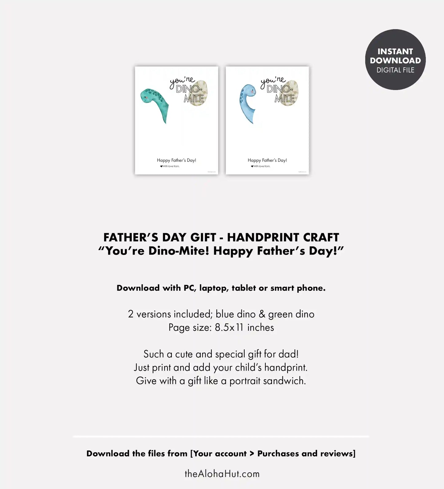 Dinosaur Father's Day Card - Handprint Craft