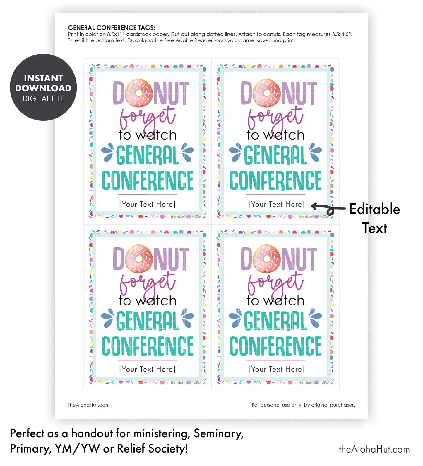 General Conference Donut Tag & Handout