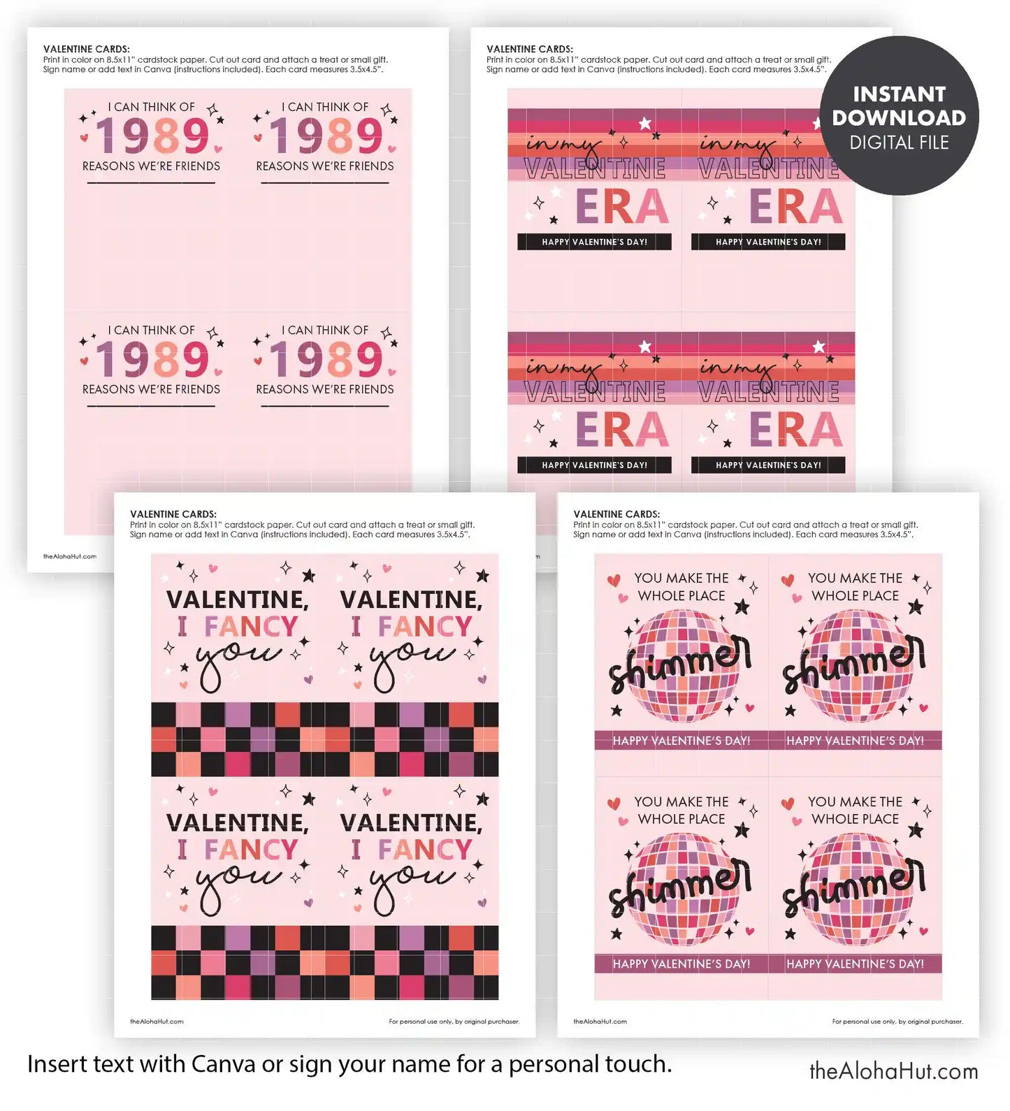 Era Shimmer 1989 Printable Valentines