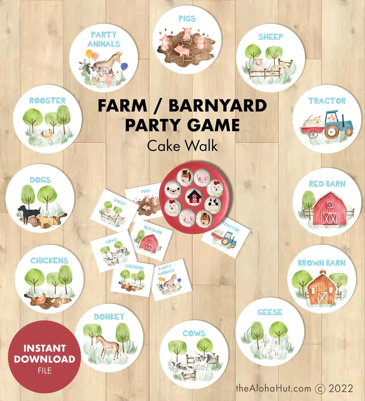 Farm Animals Party - Cake & Cupcake Walk Game